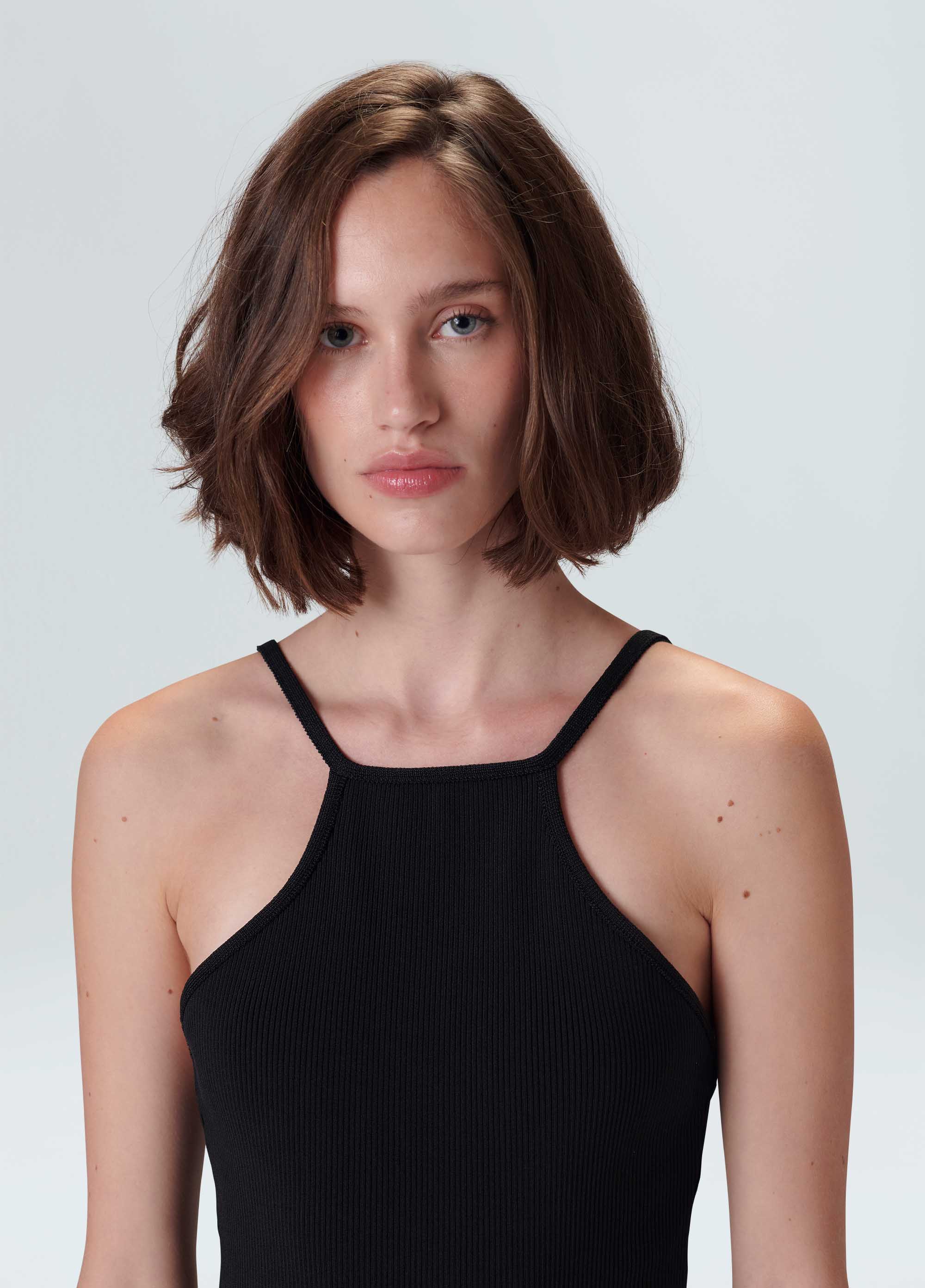 Maiô halter tricot canelado