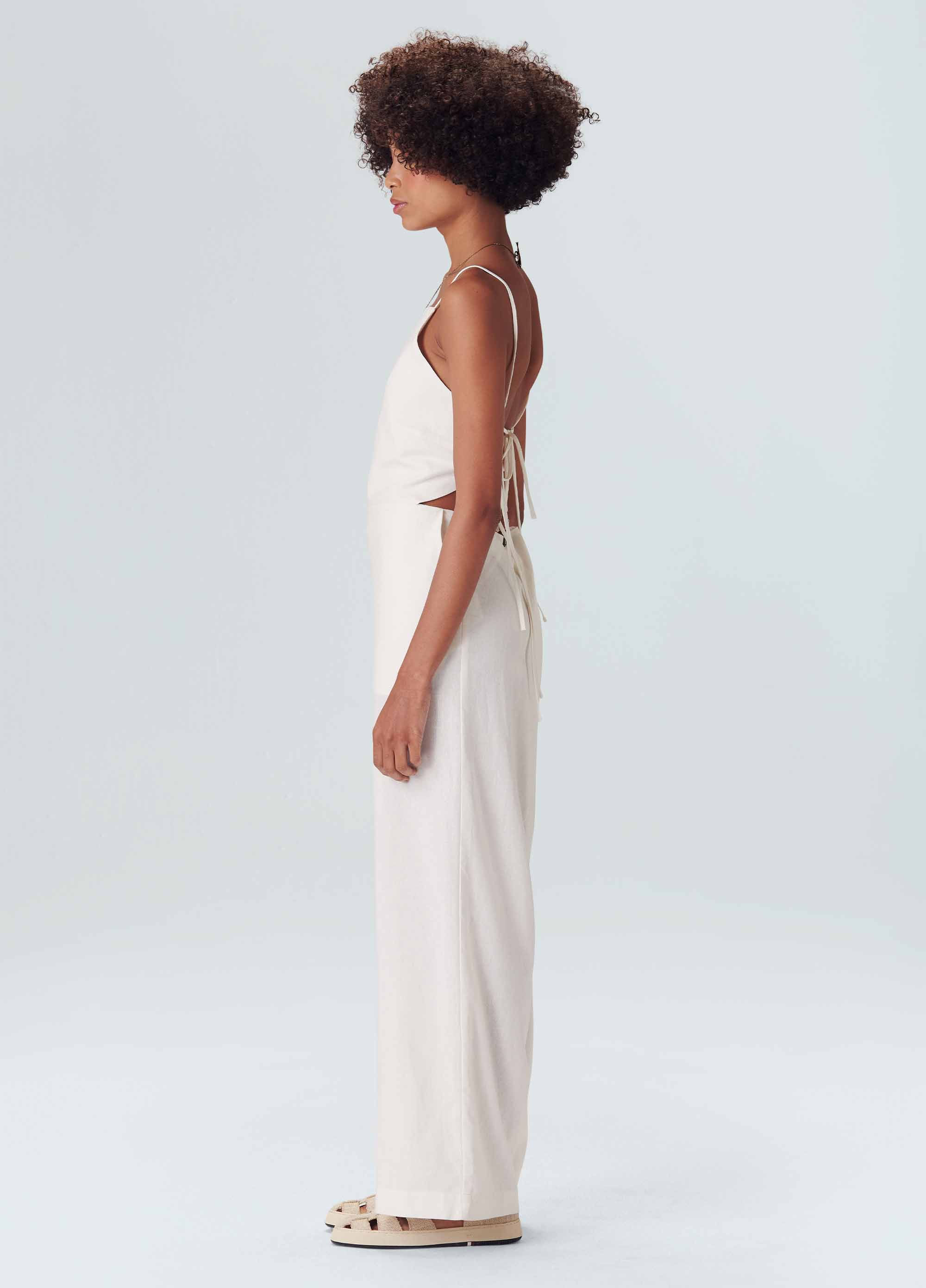 Macacão linen alça