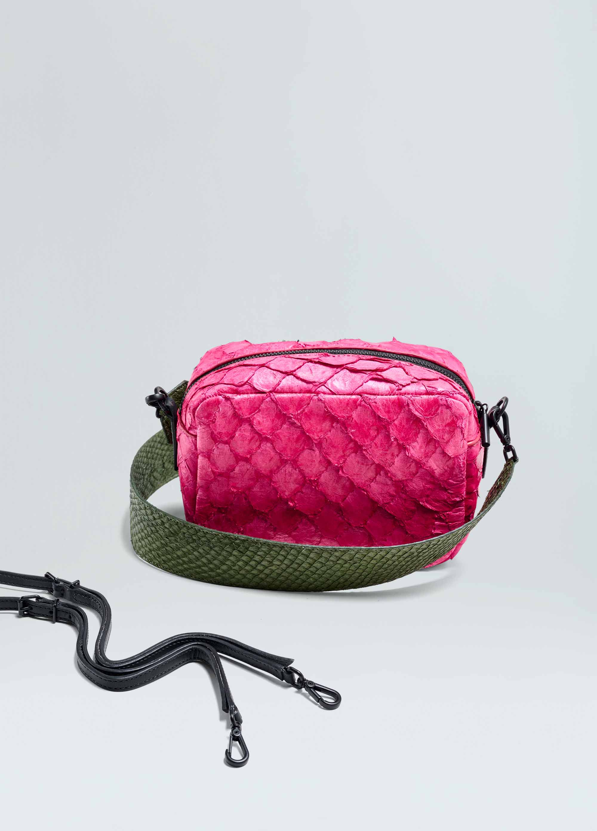 Pirarucu and salmon small crossbody bag