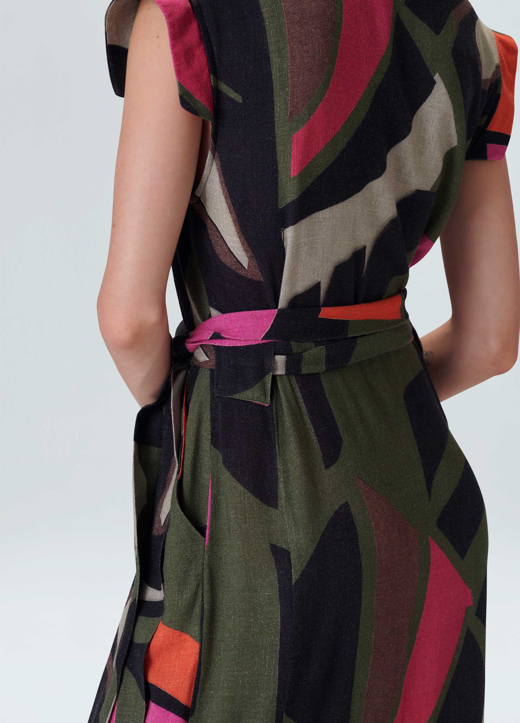 Vestido transpasse folhagem