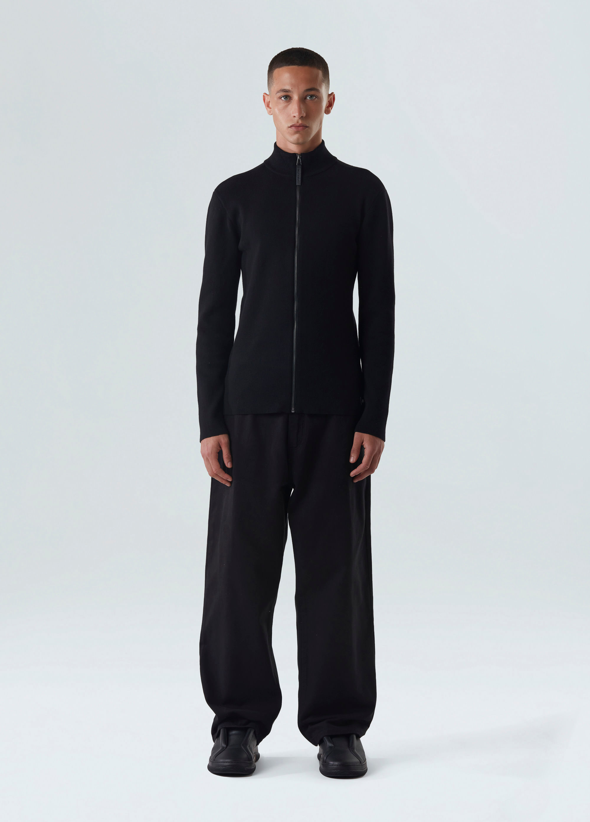 Sweater tricot zipped cotton