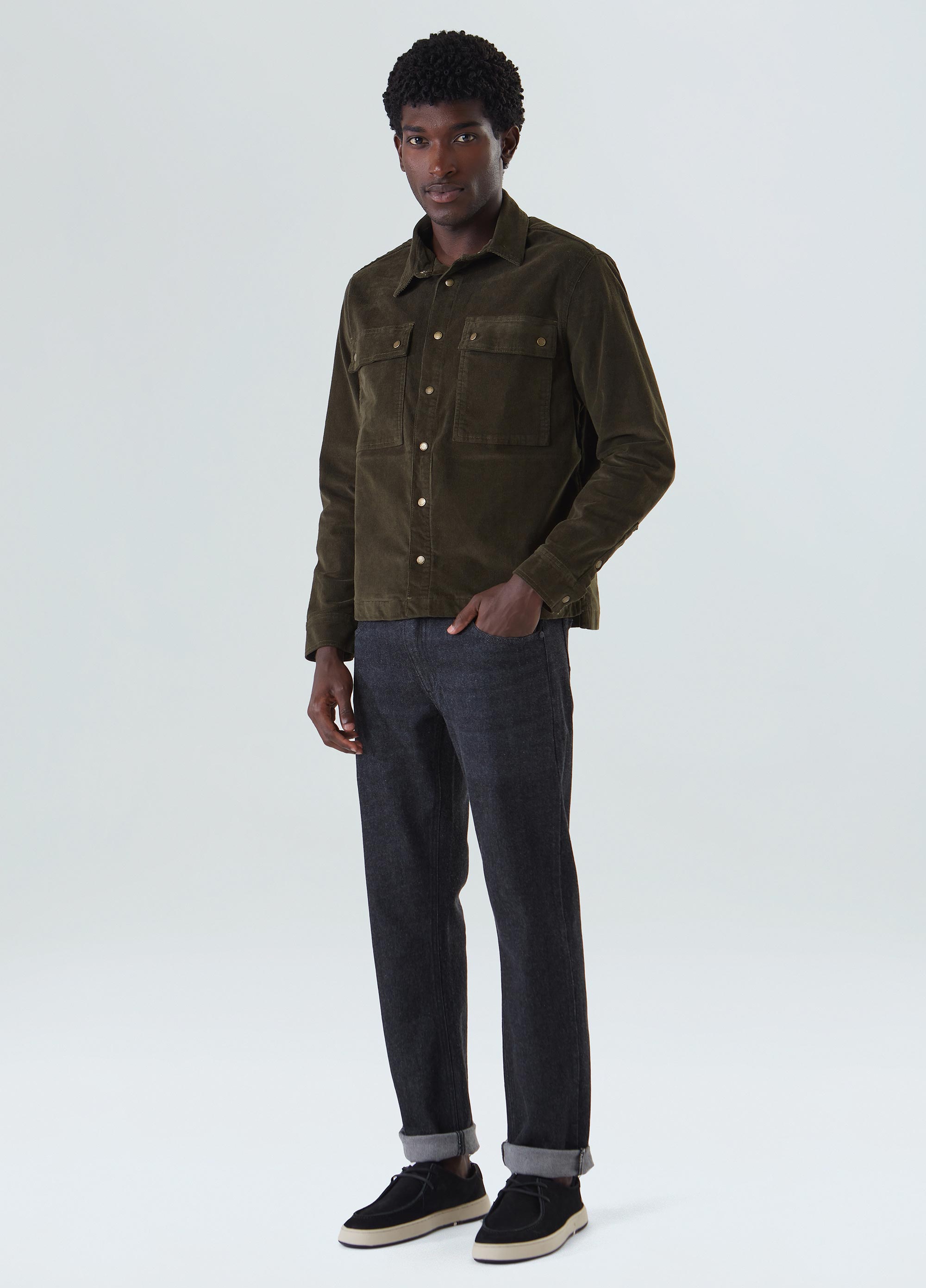 Overshirt corduroy boxed thin