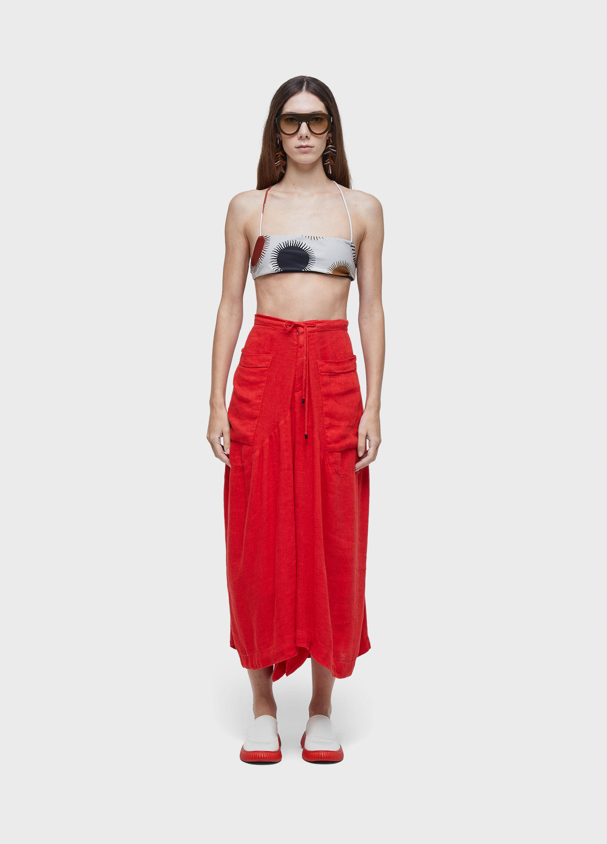 Calça ampla linho reciclado
