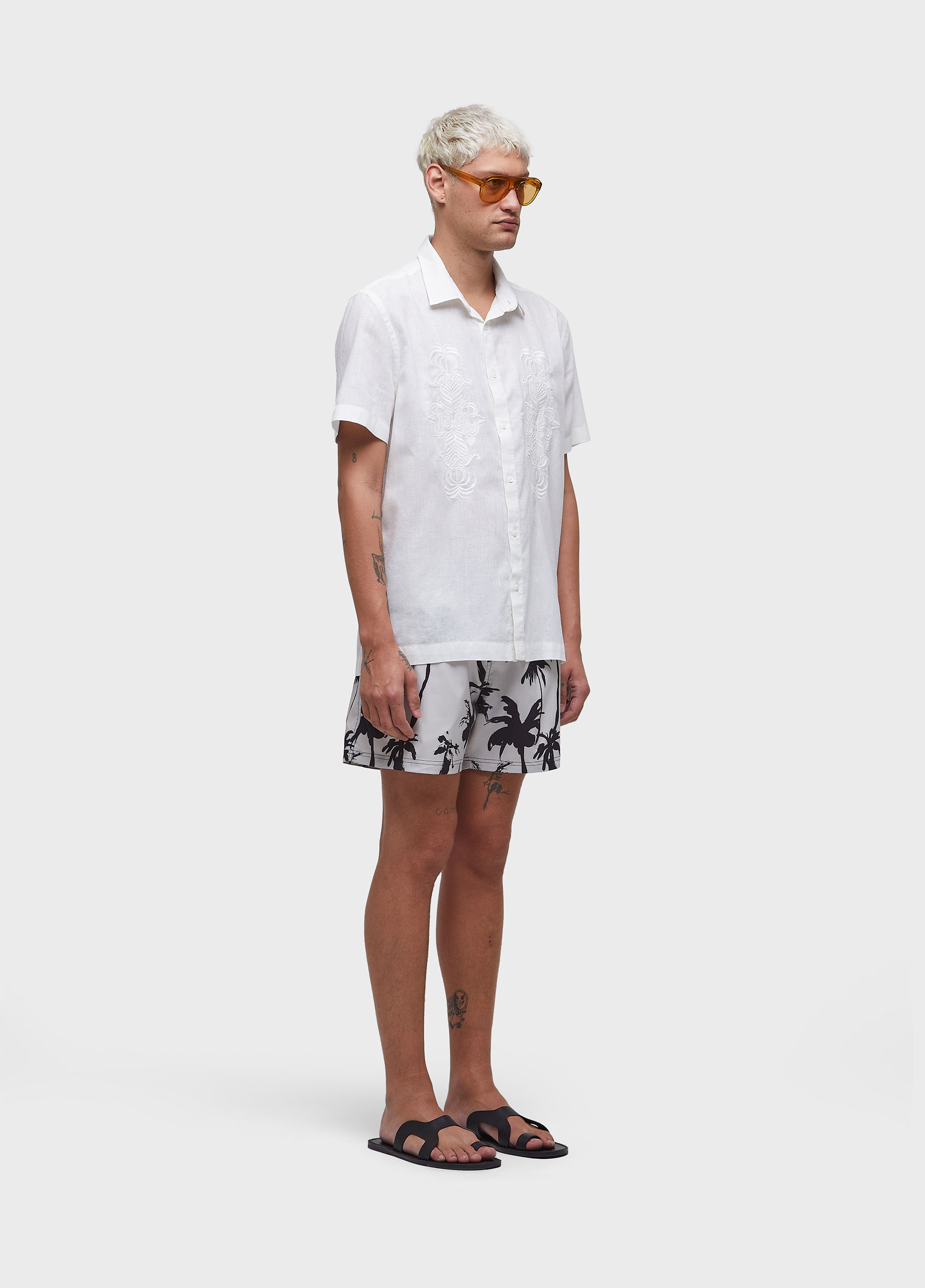 Camisa bordado linen arabesco