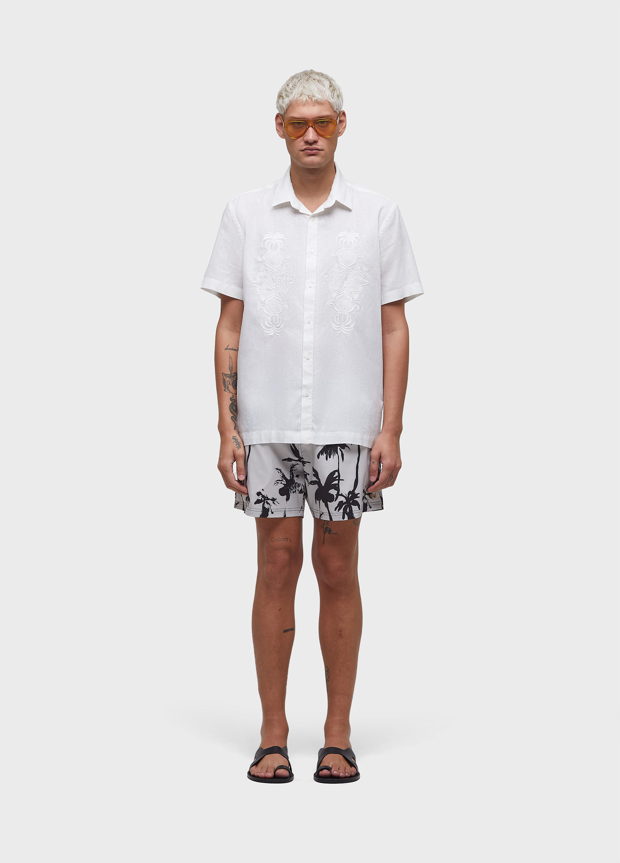 Camisa bordado linen arabesco