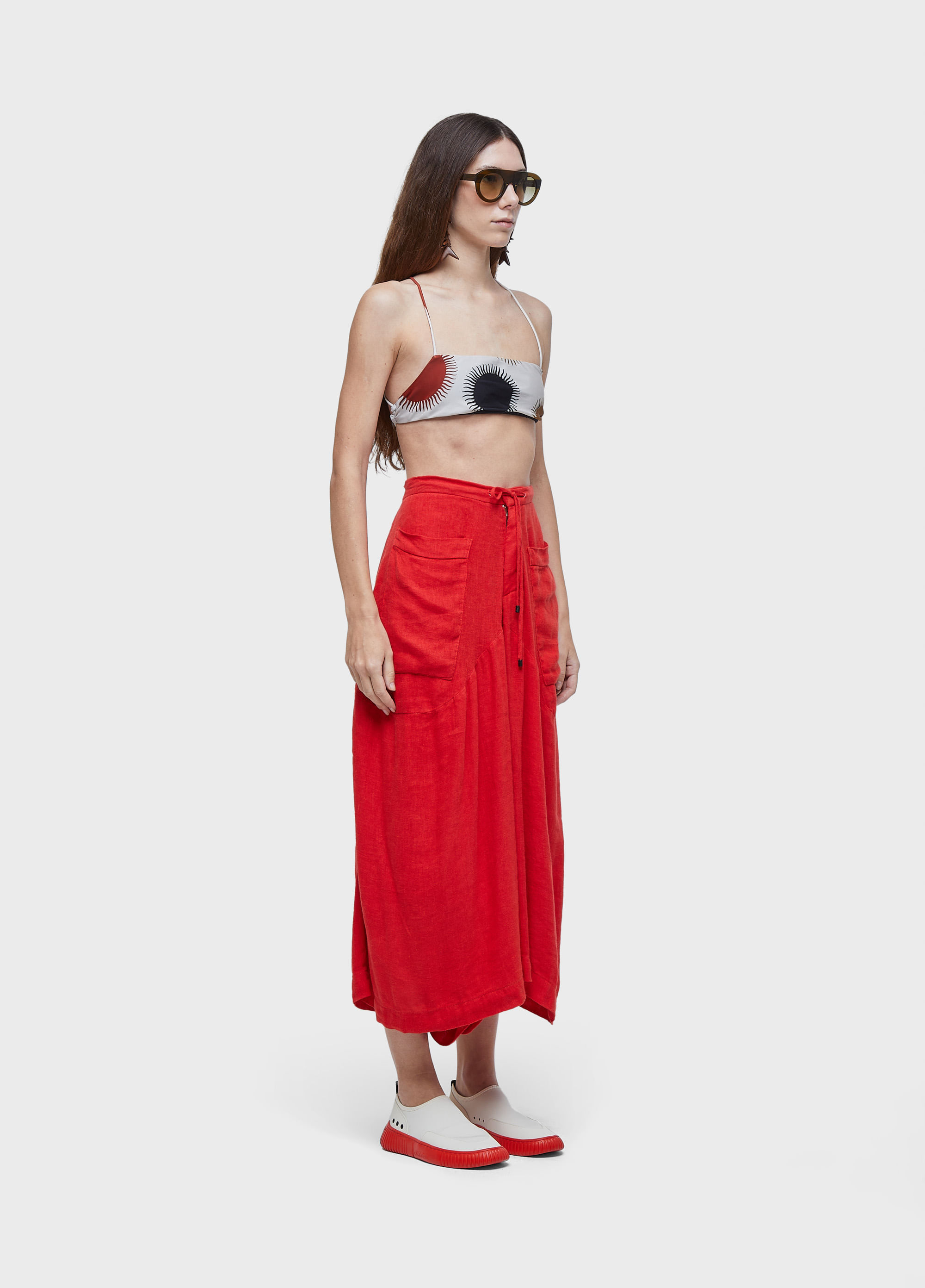 Calça ampla linho reciclado