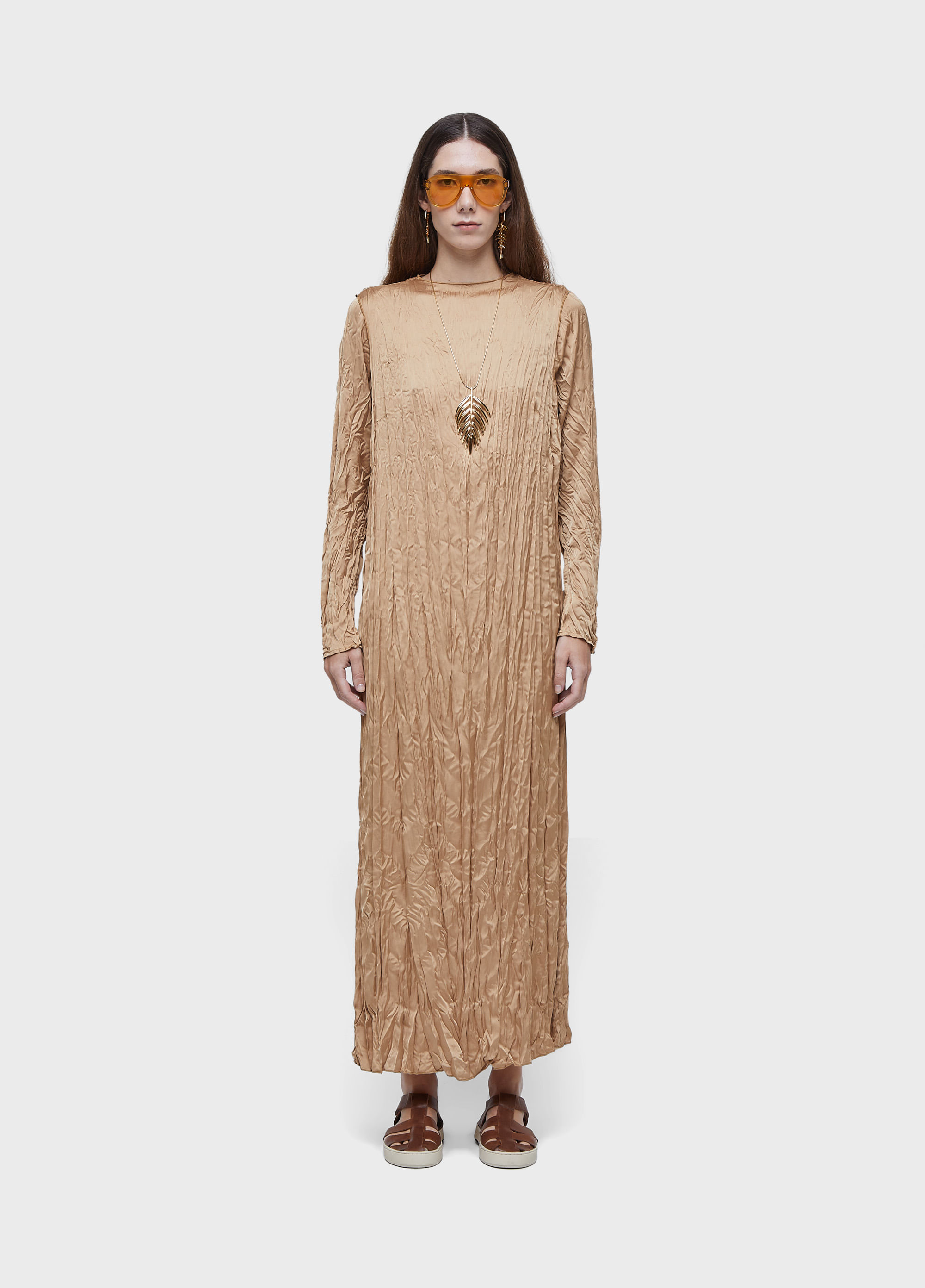 Vestido wrinkled satin