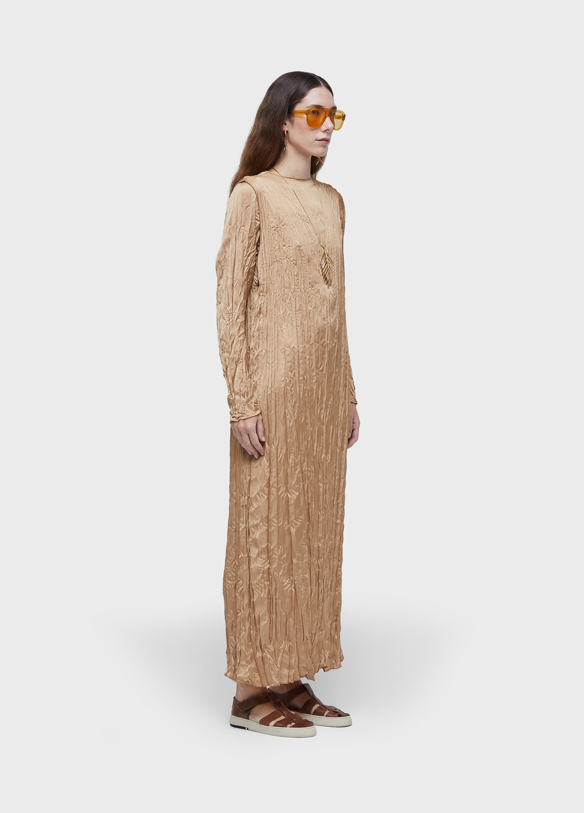 Vestido wrinkled satin