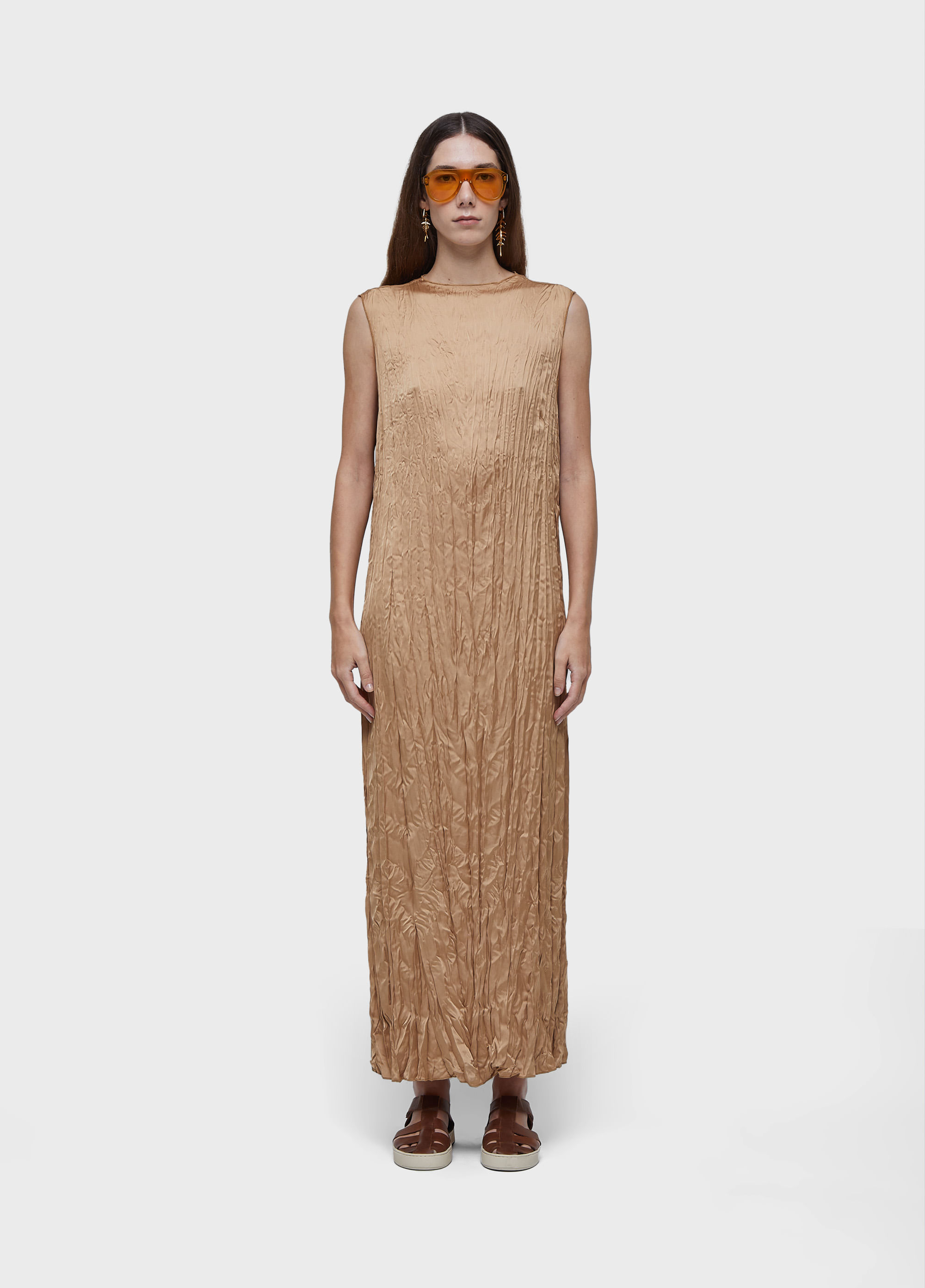 Vestido wrinkled satin