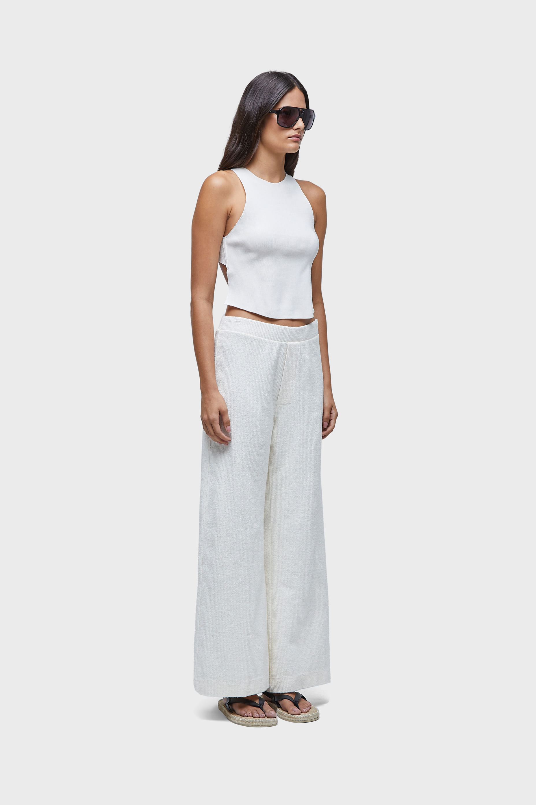 Calça malha canelado rustico