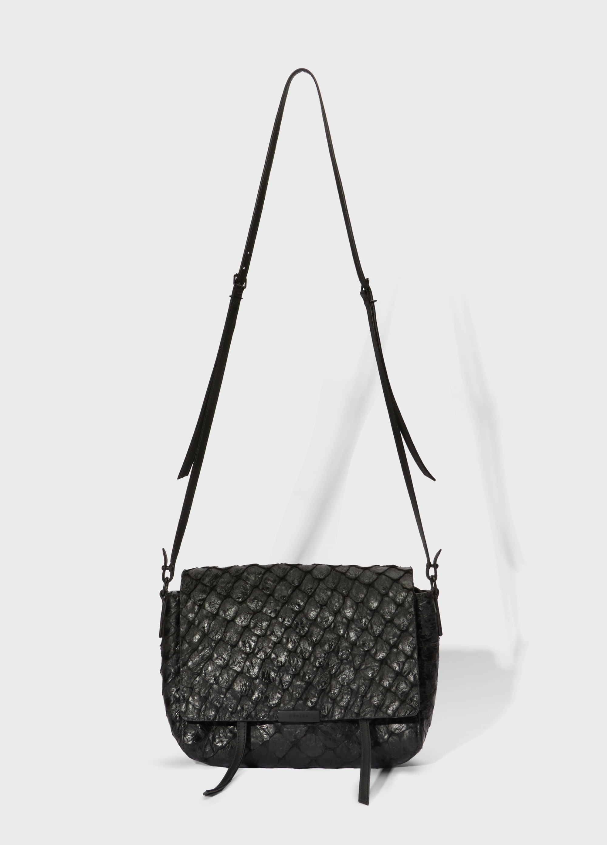 Pirarucu flap shoulder bag