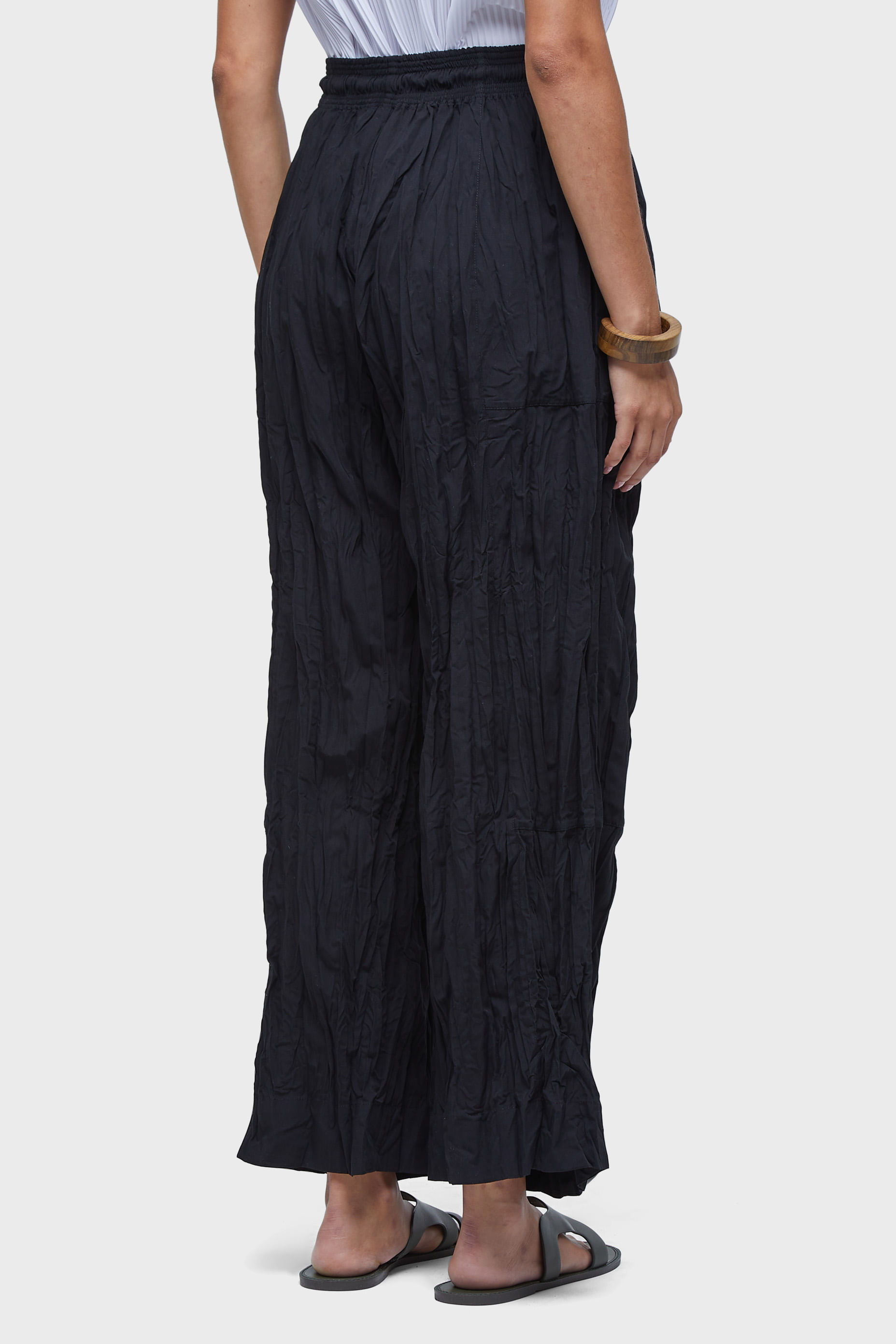 Calça recortes tricoline wrinkled