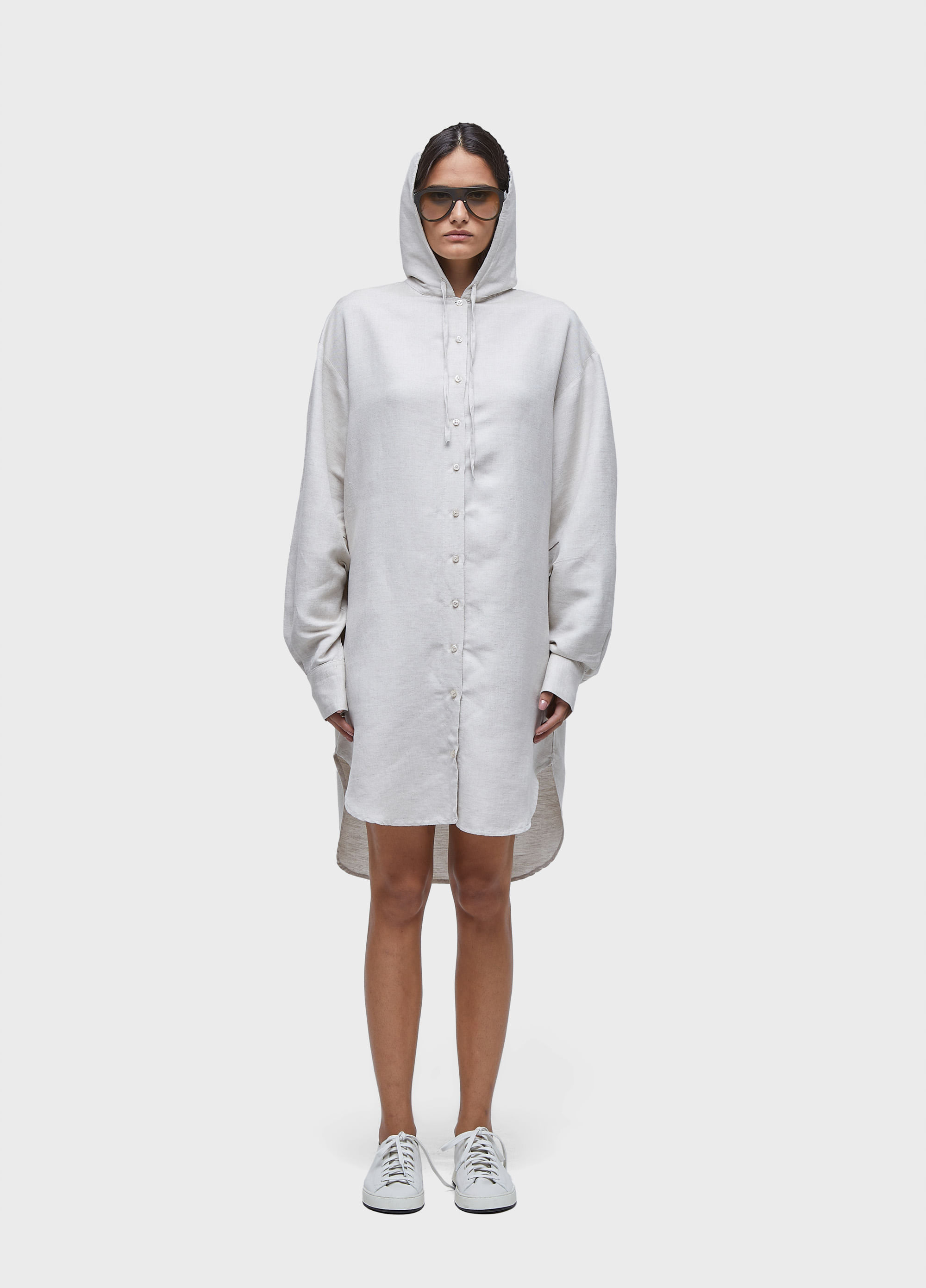 Chemise curta capuz linen