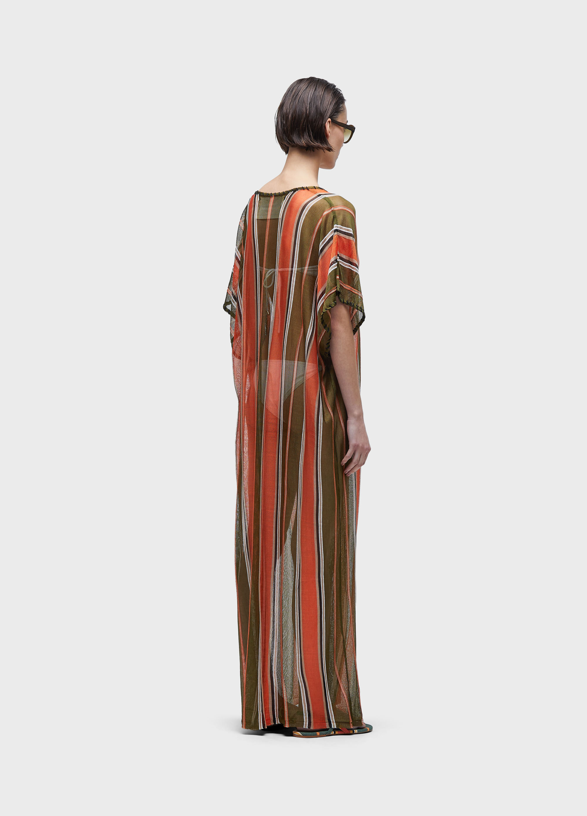 Kaftan tricot pespontos listrado