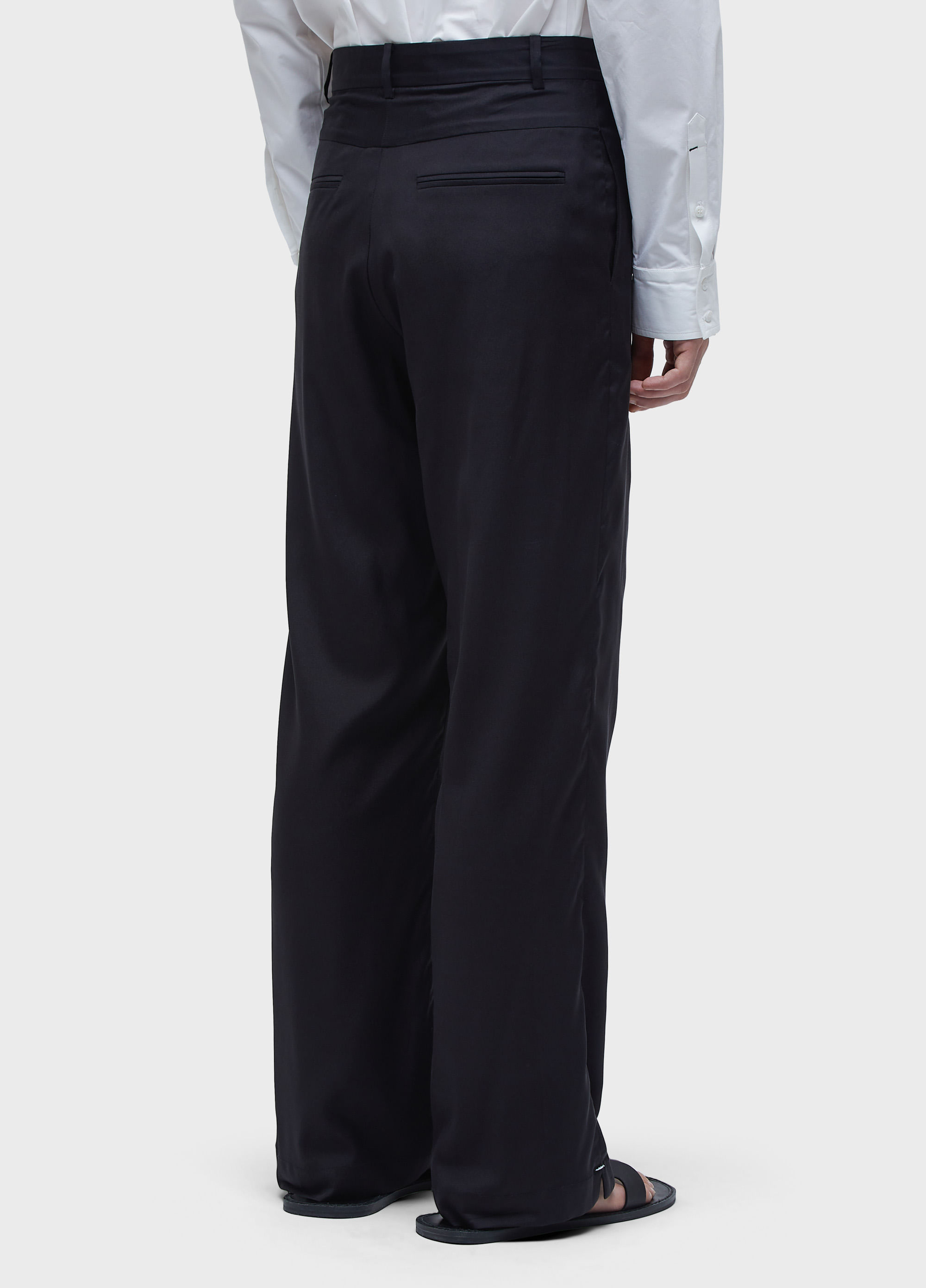 Calça alfaiataria silk contraste