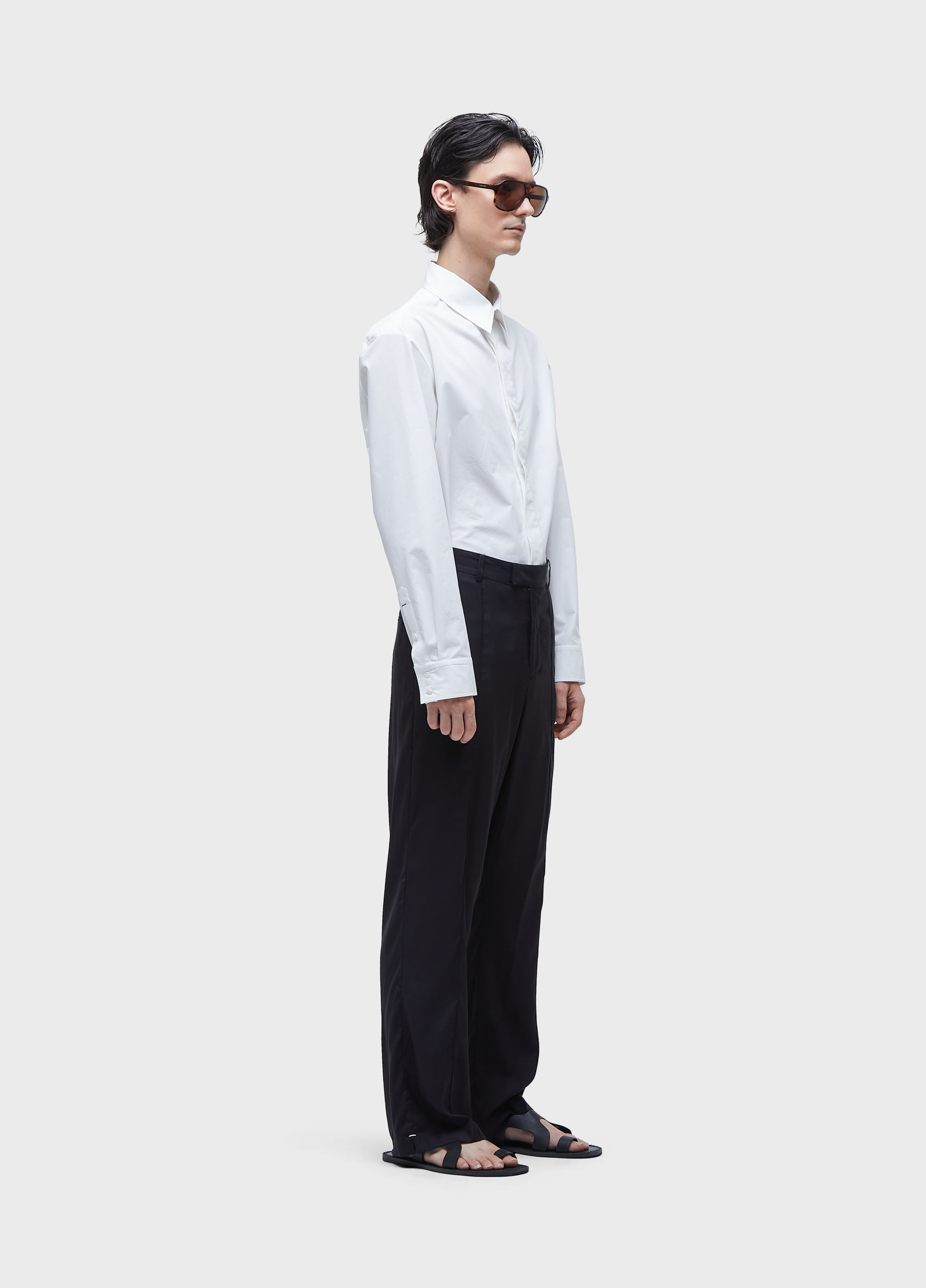 Calça alfaiataria silk contraste