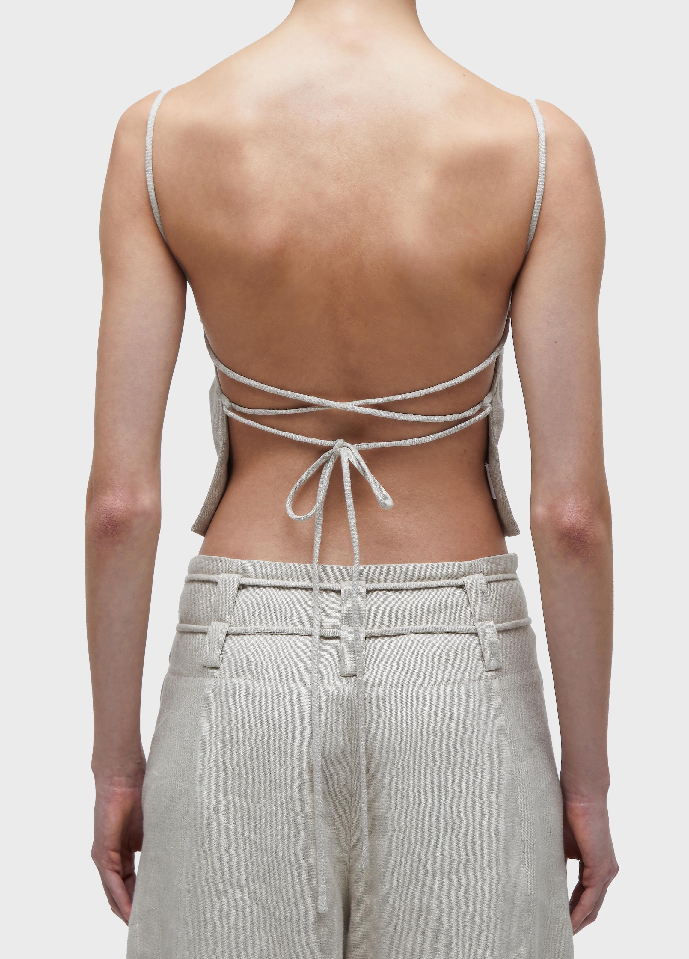 Top frente única linen