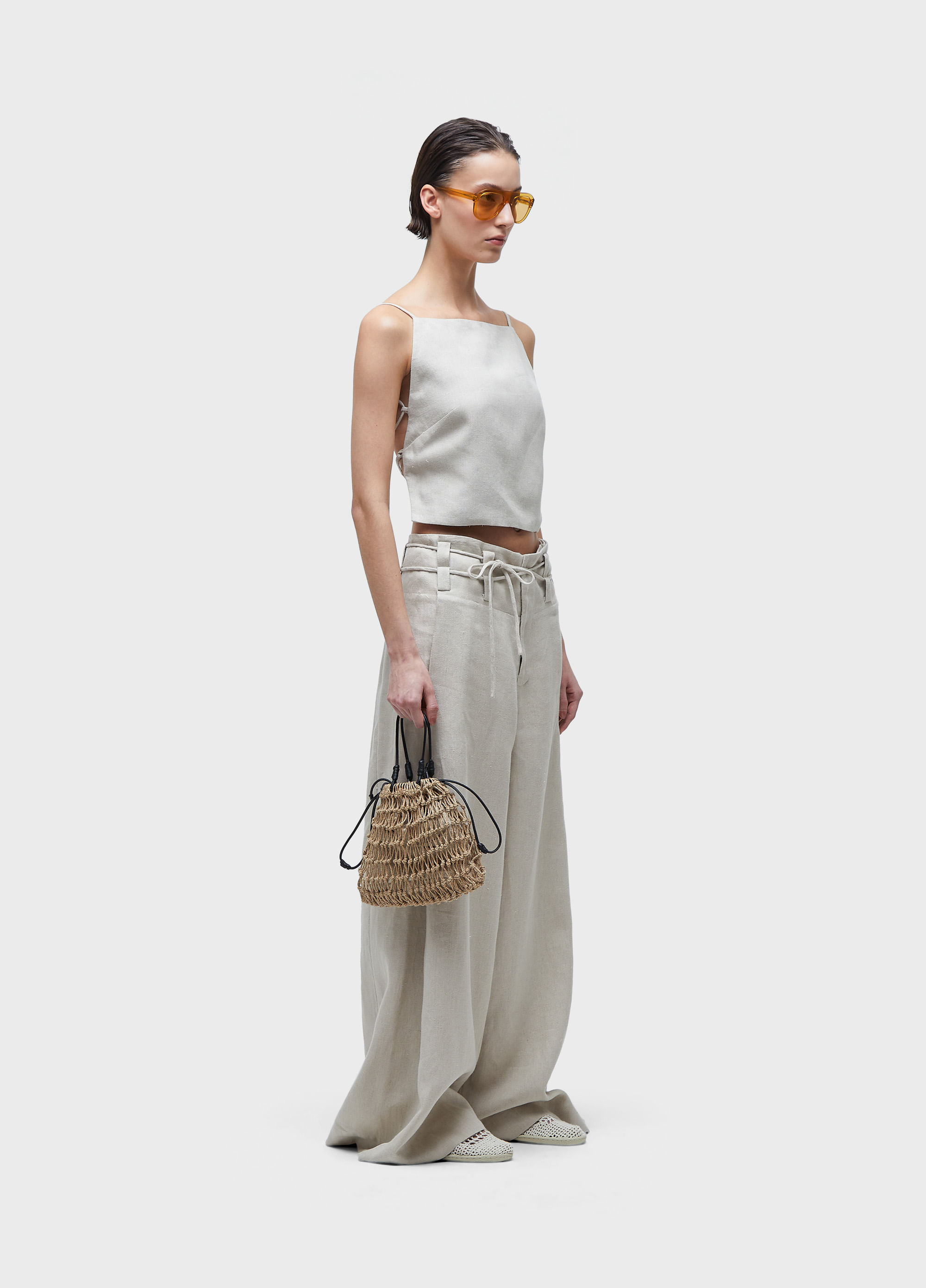 Top frente única linen
