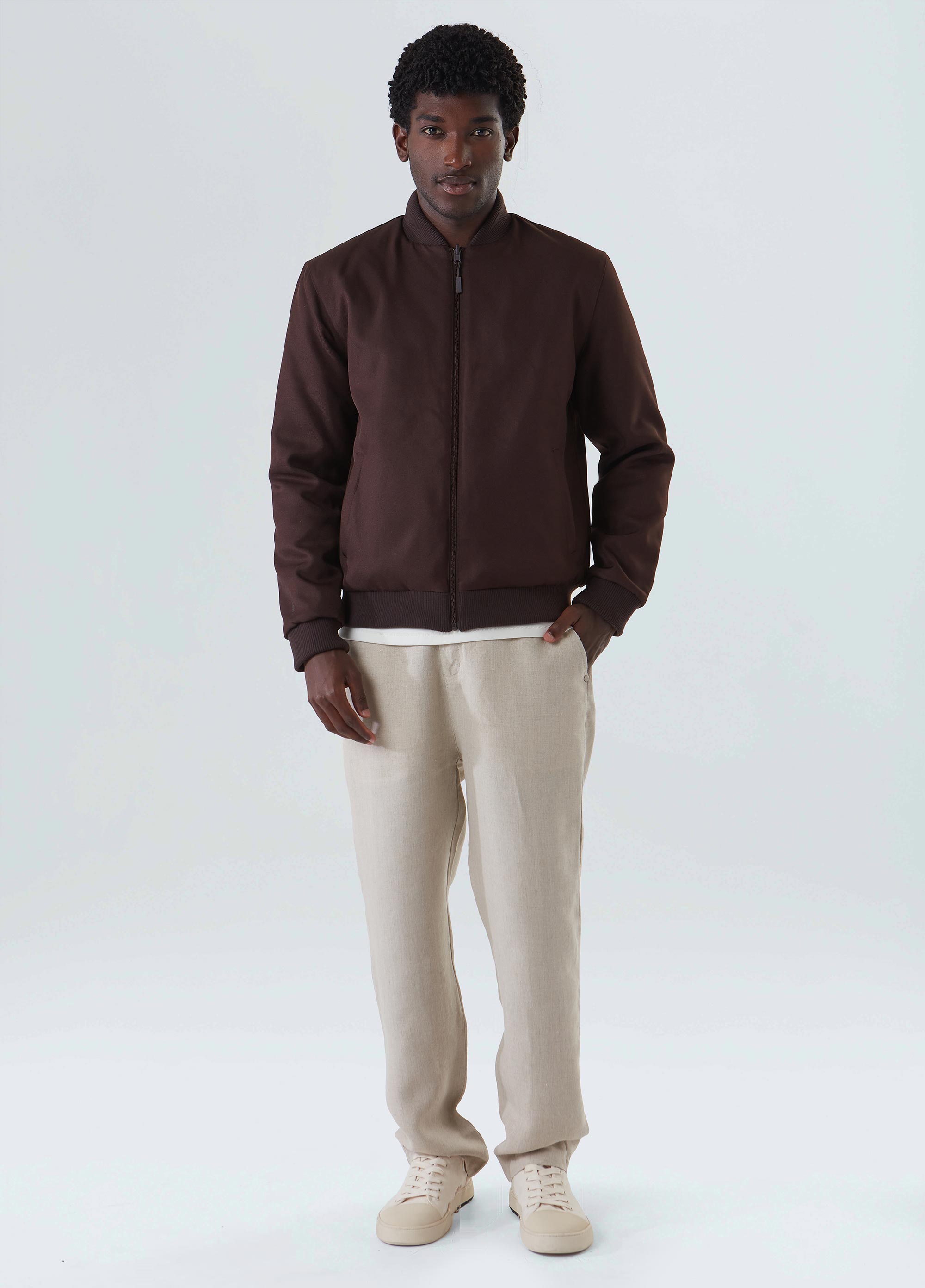 Jaqueta bomber double plain