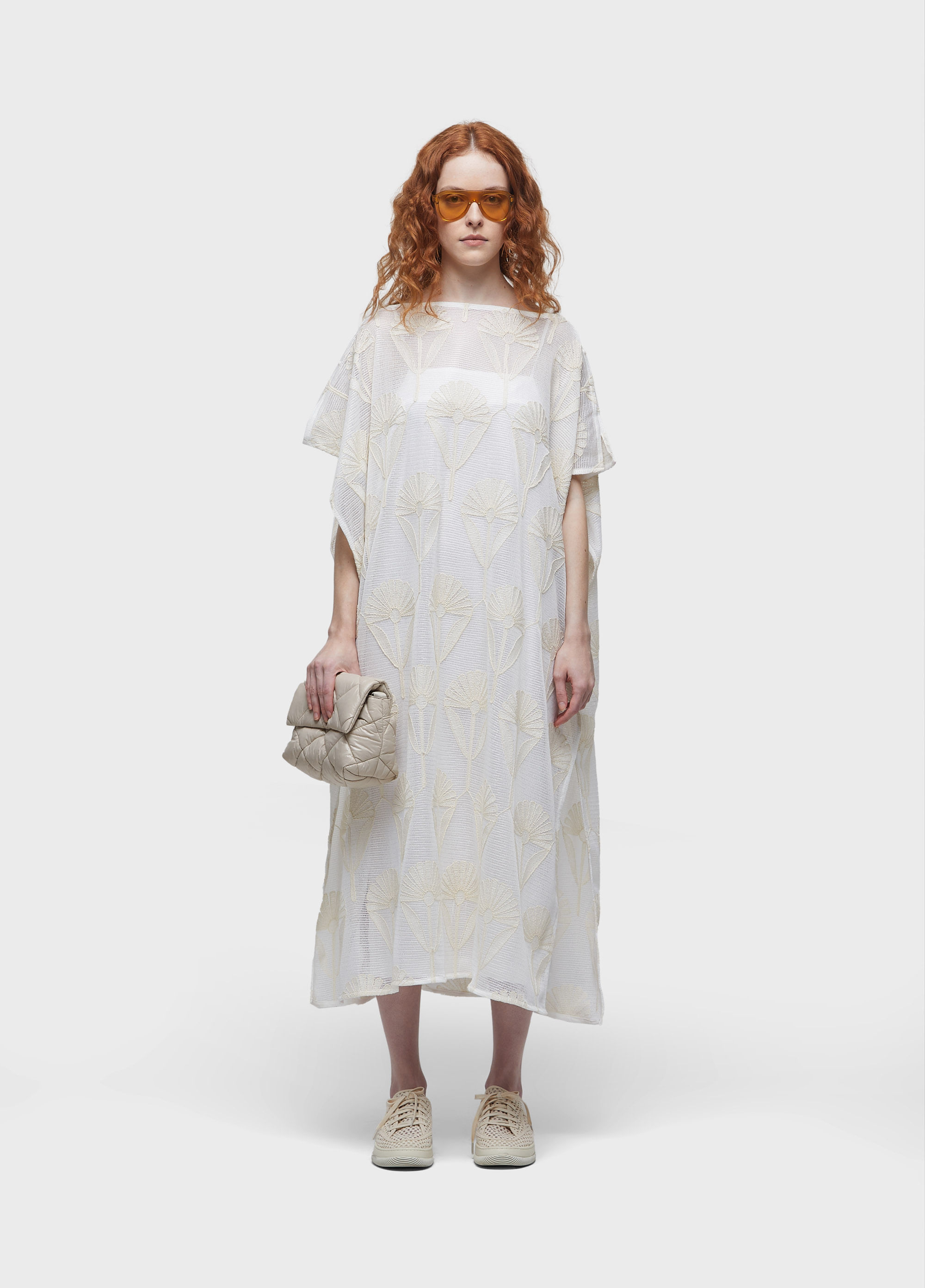 Vestido scarf tela bordada sun flower