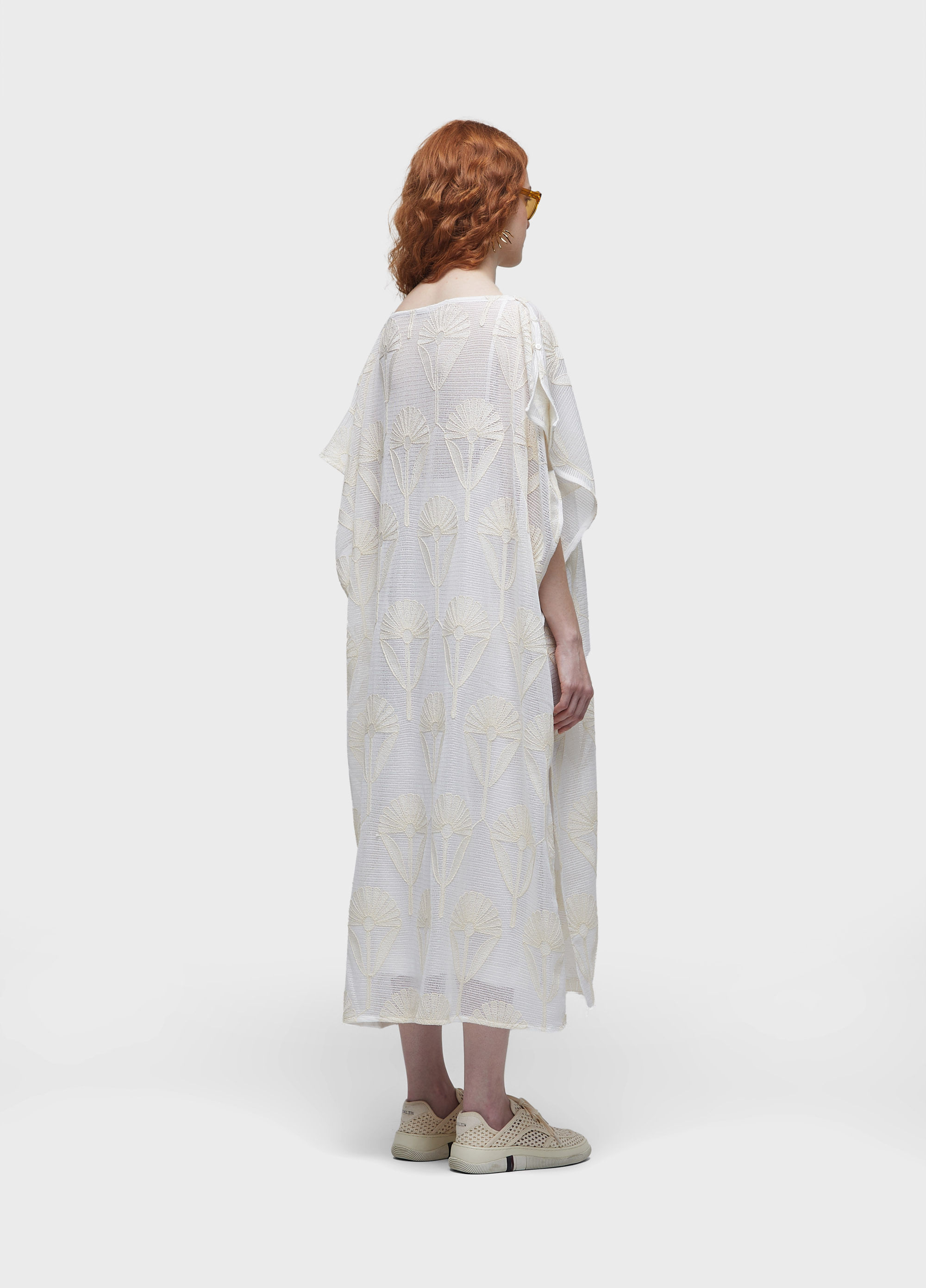 Vestido scarf tela bordada sun flower