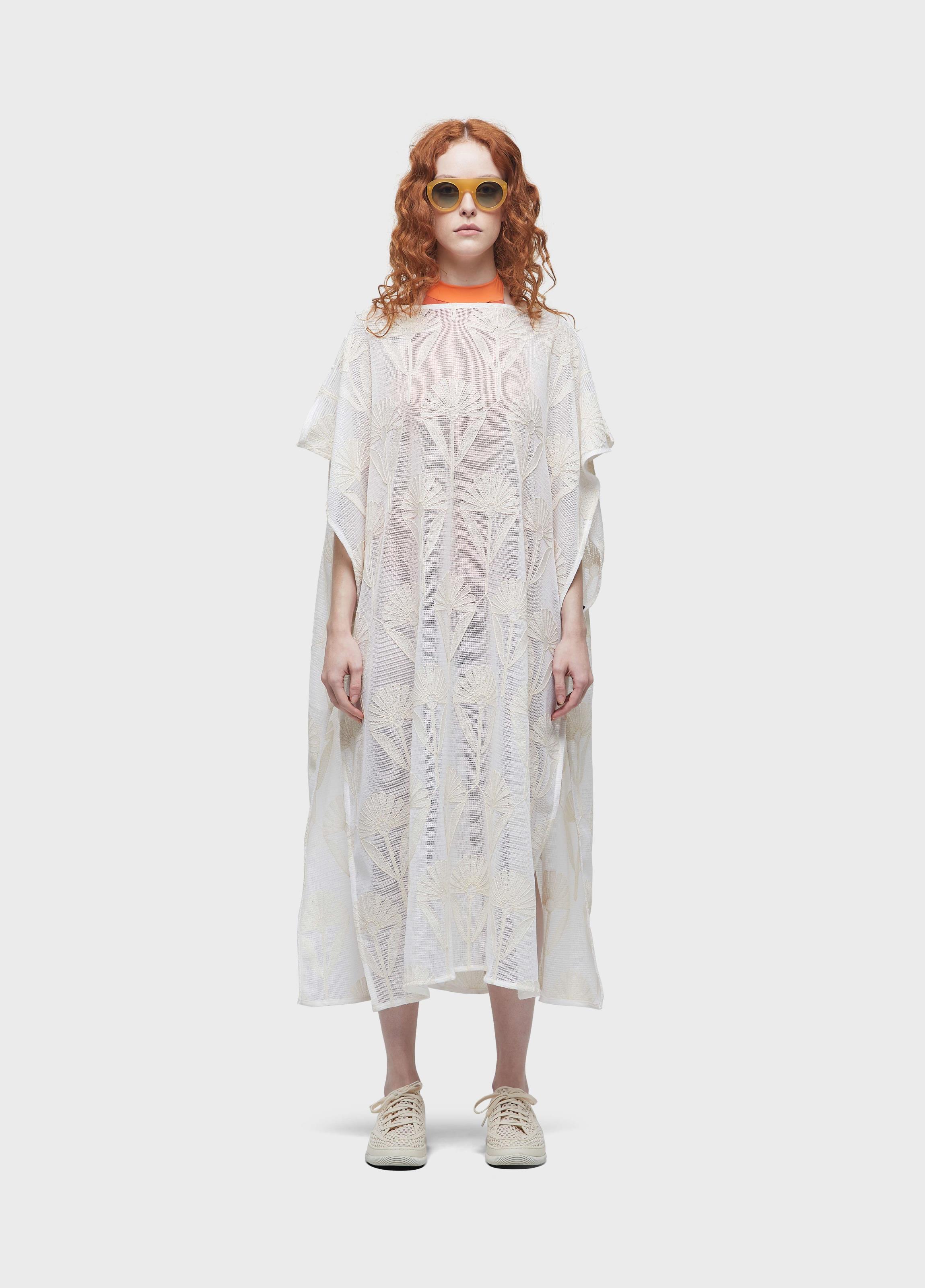 Vestido scarf tela bordada sun flower