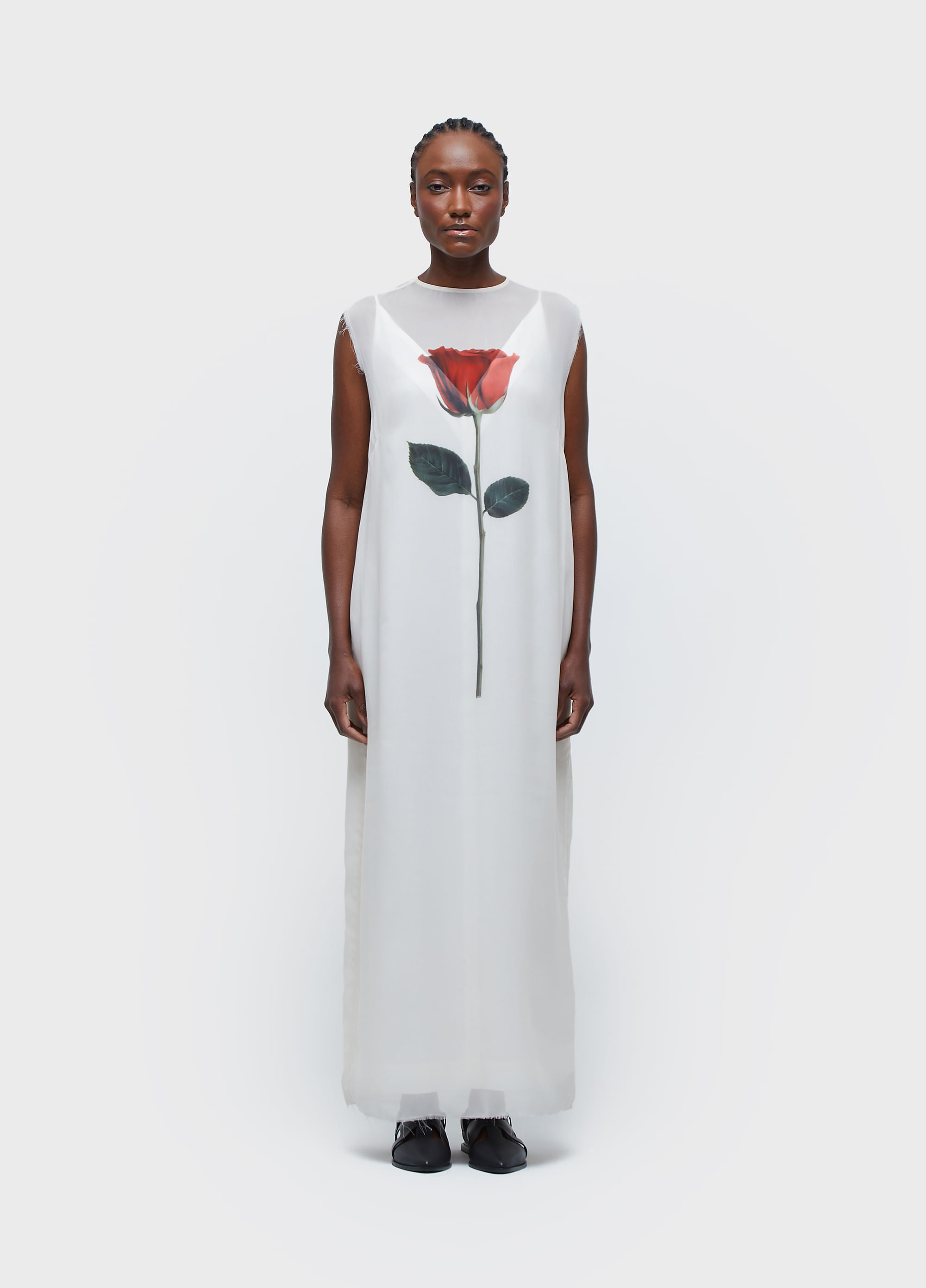 Vestido sleeveless longo rose light