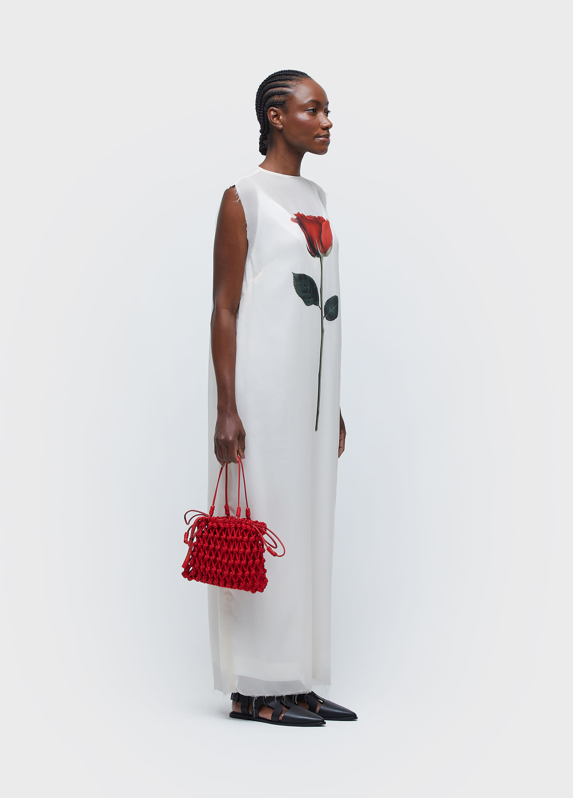 Vestido sleeveless longo rose light