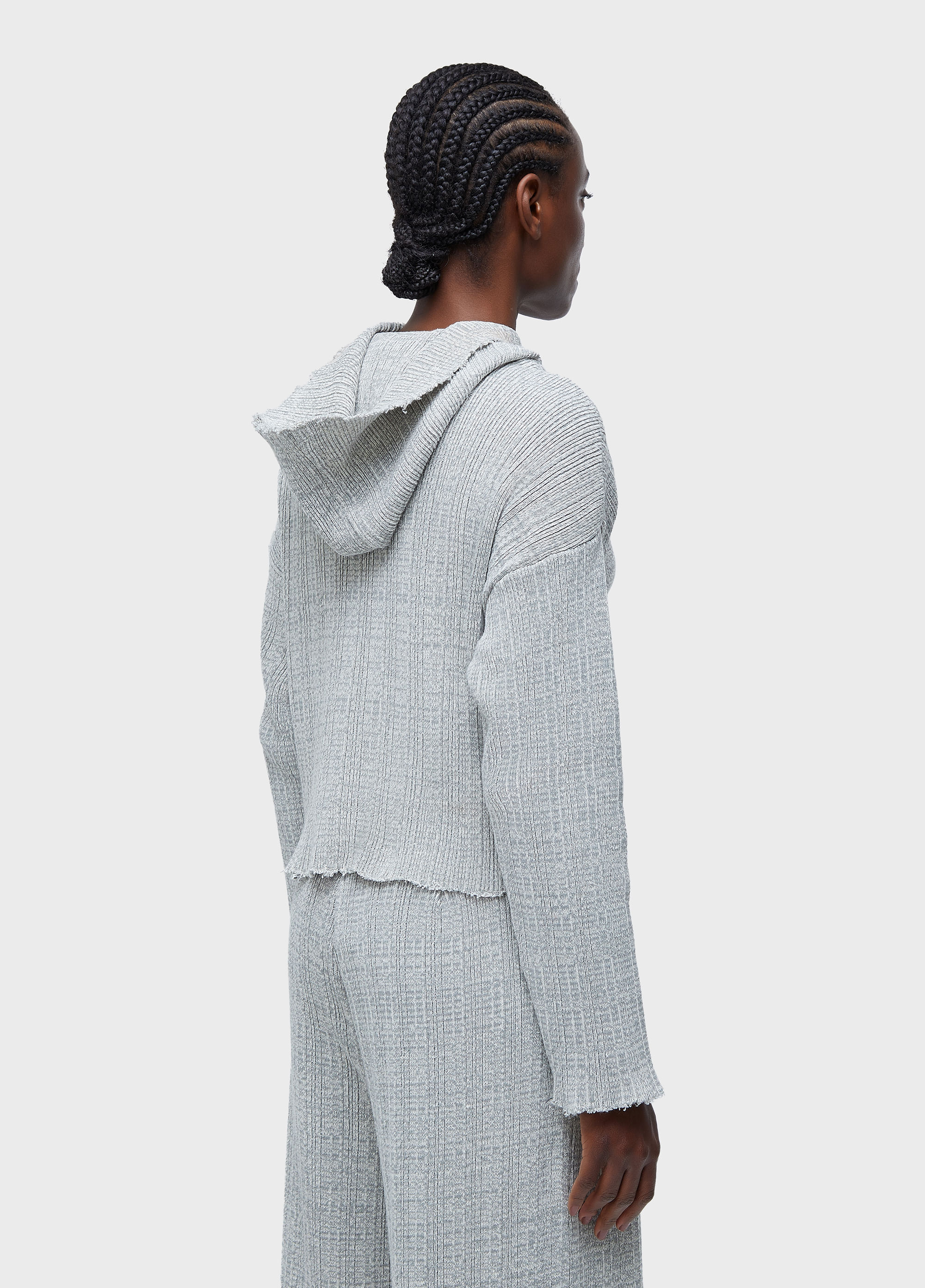 Casaco tricot  capuz frayed