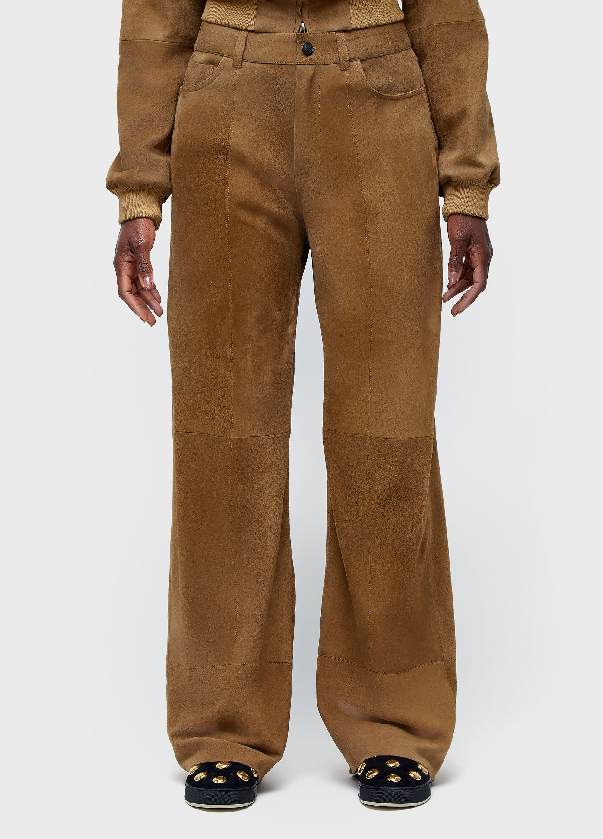 Calça five pockets camurça