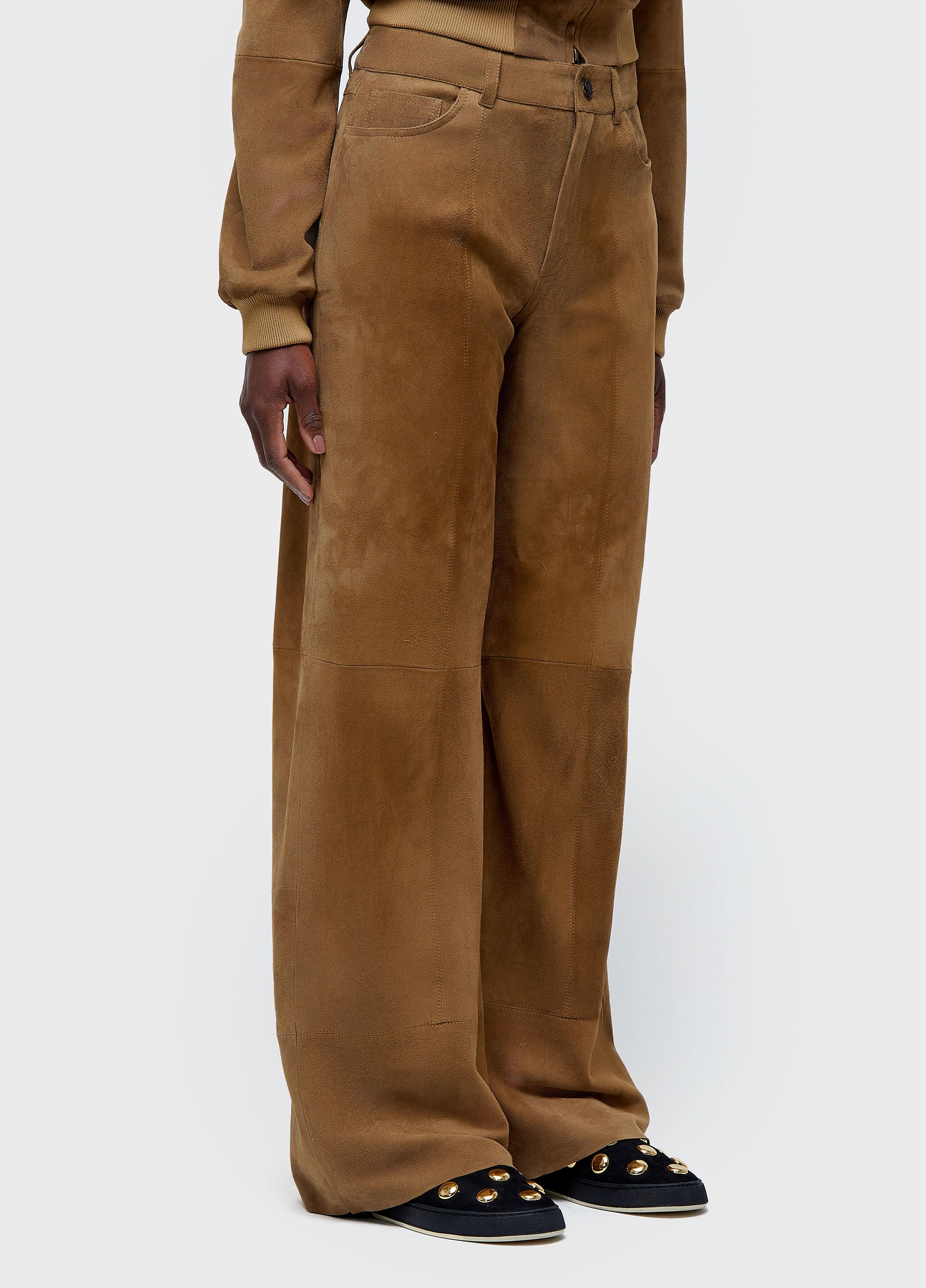 Calça five pockets camurça