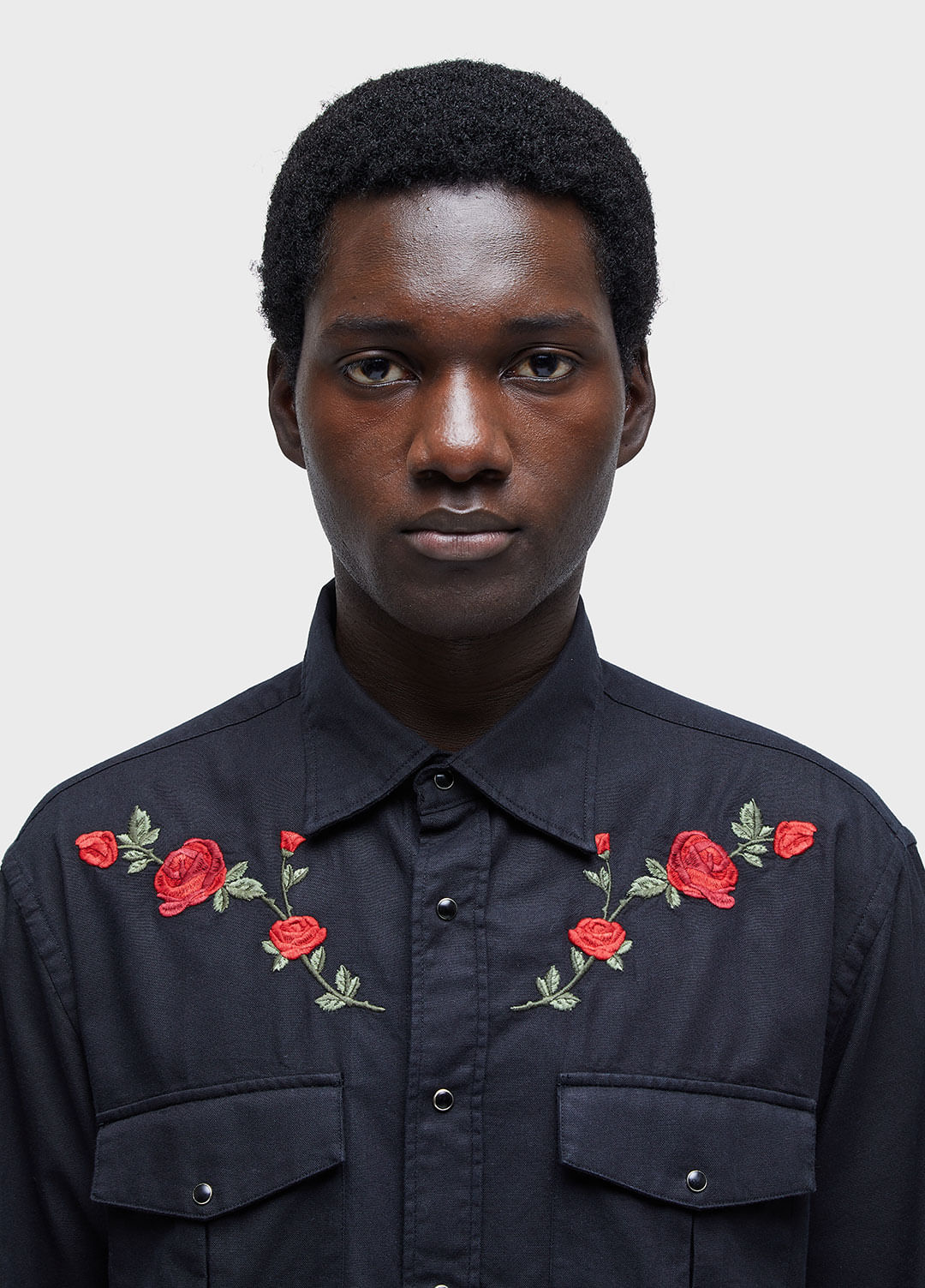 Camisa cotton bordado rosas