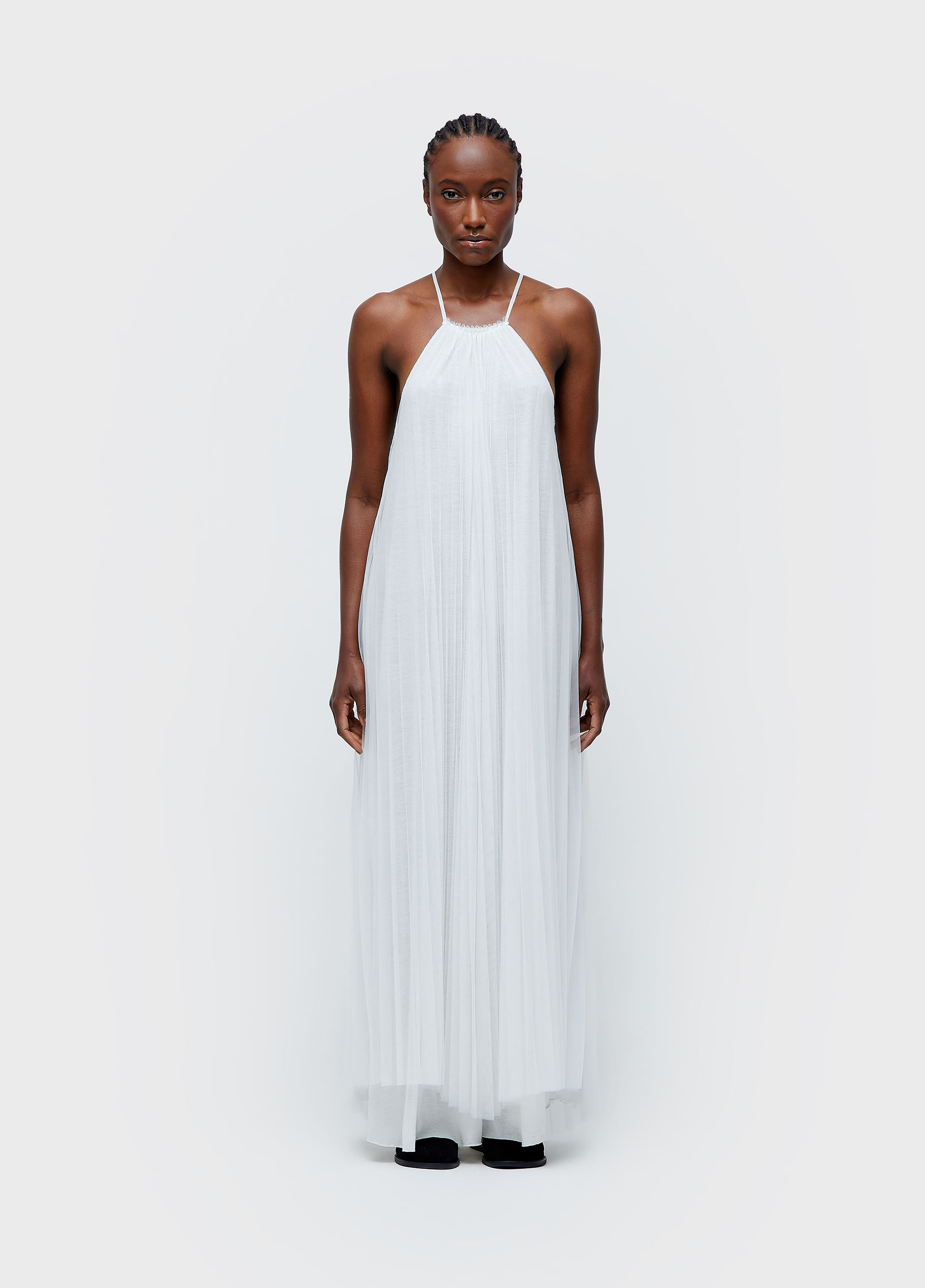 Vestido longo tule plissado