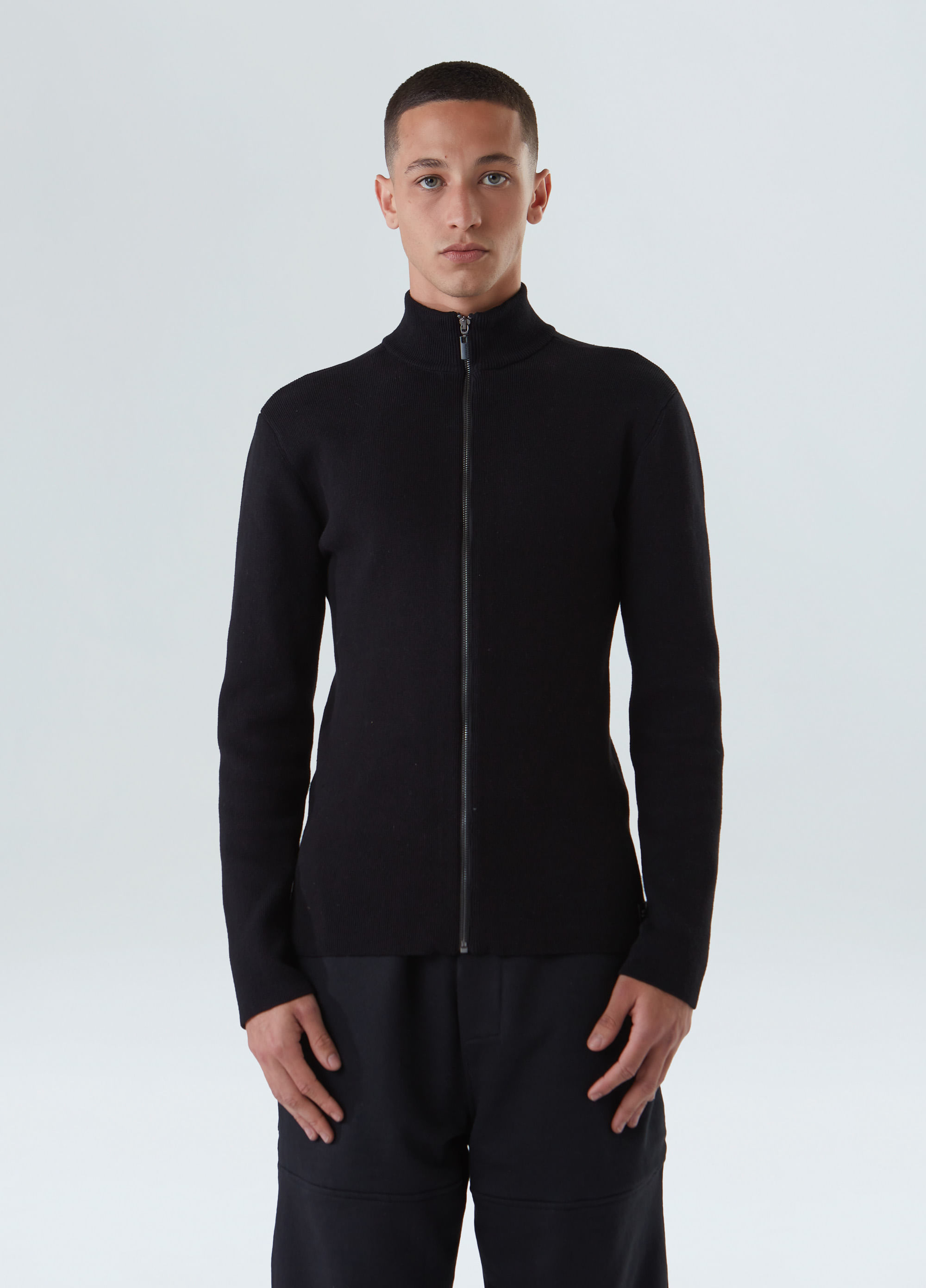 Sweater tricot zipped cotton
