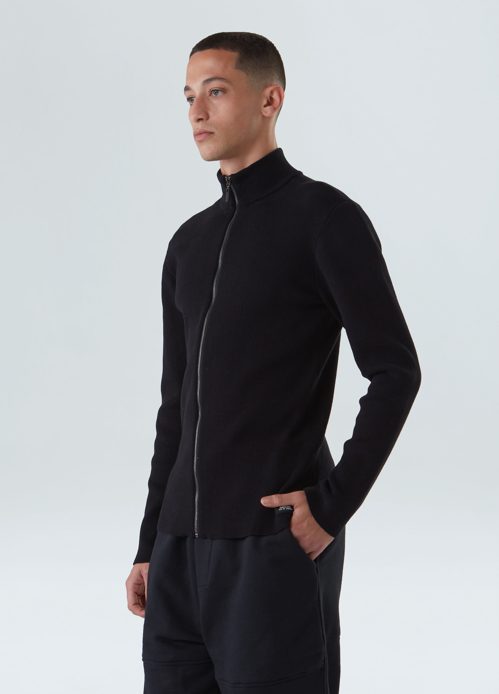 Sweater tricot zipped cotton