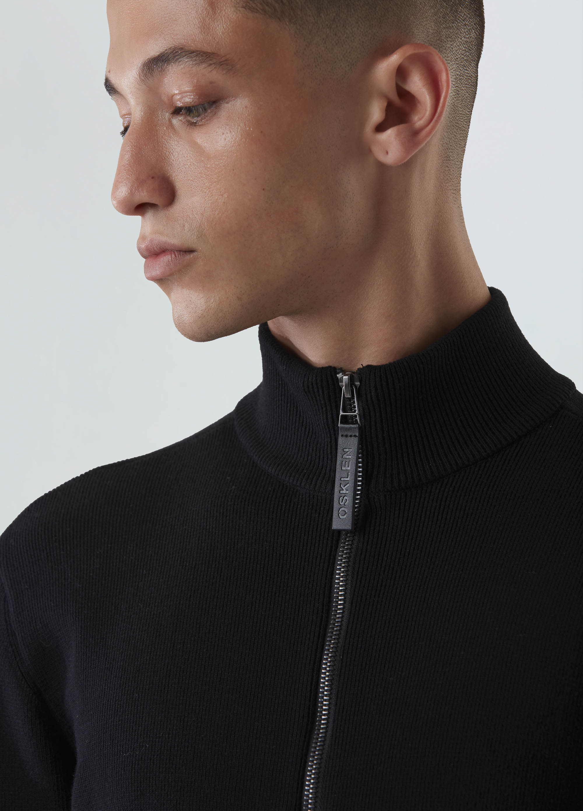 Sweater tricot zipped cotton