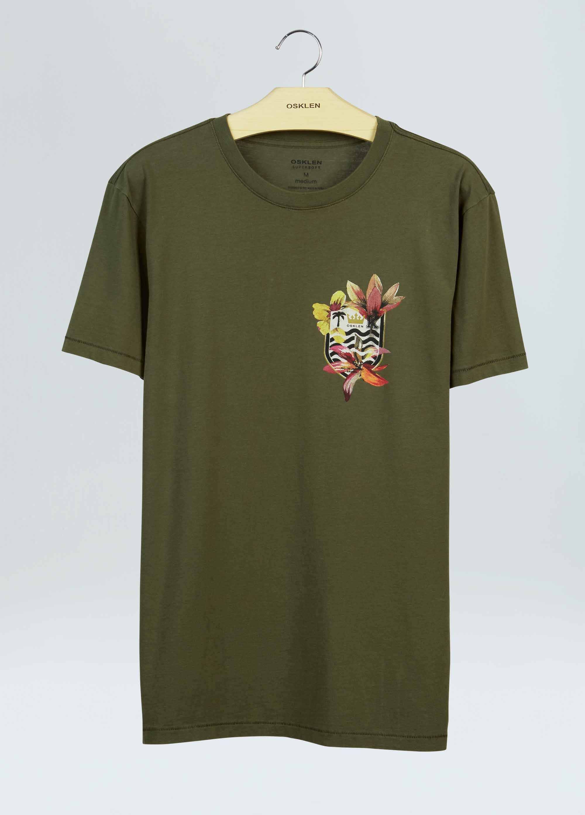 T-shirt soft used brasão flores