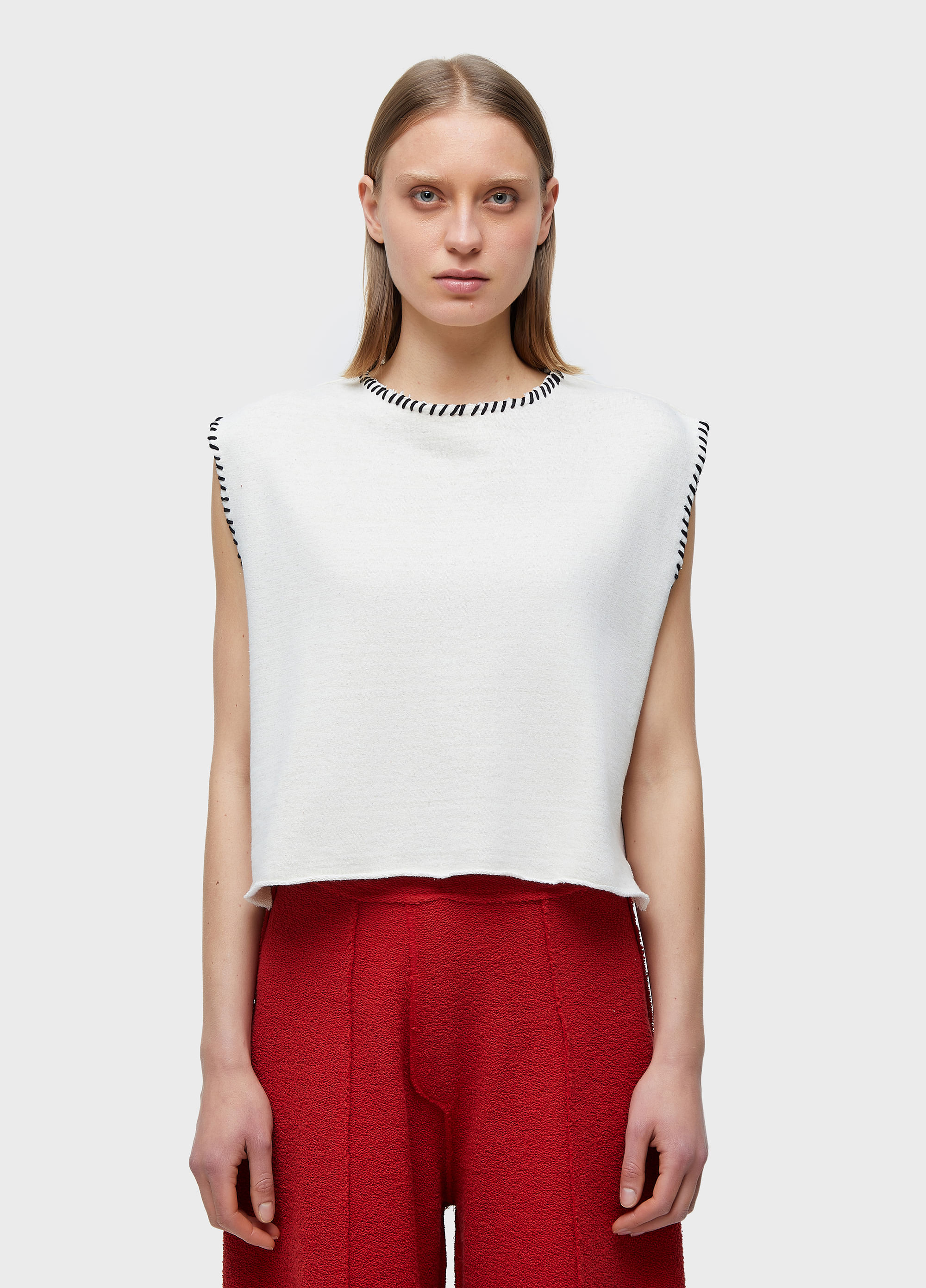 Sleeveless moletom juta pespontos