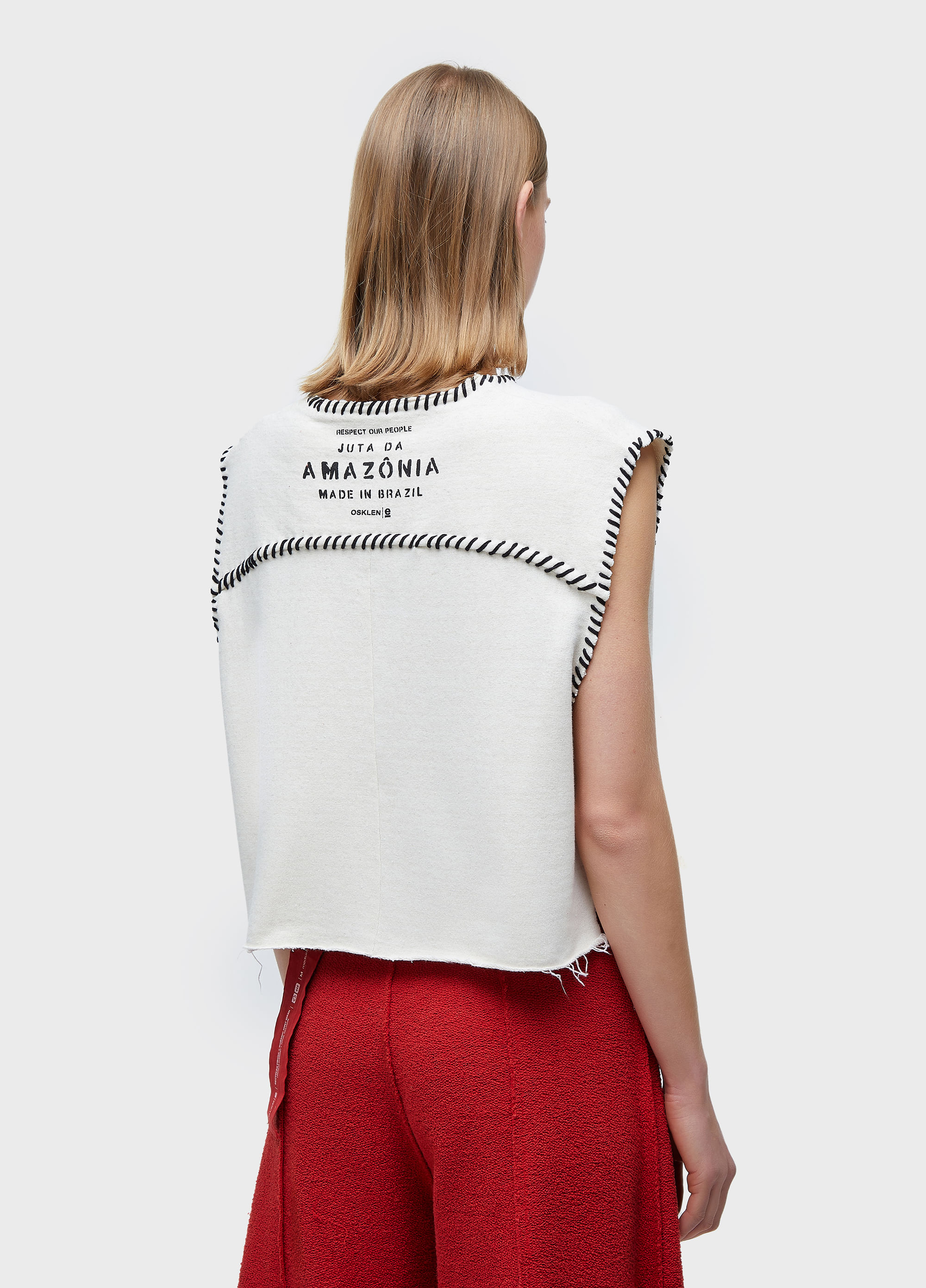 Sleeveless moletom juta pespontos