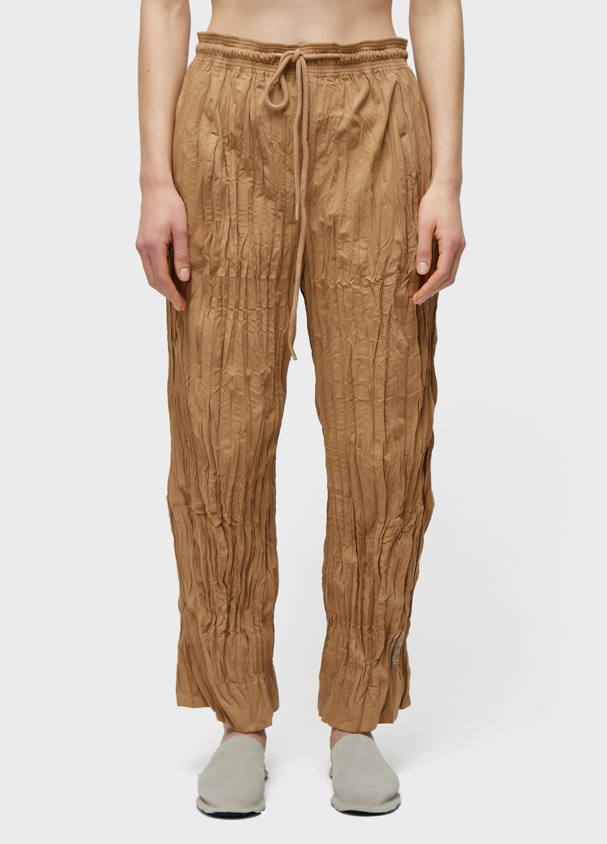 Calça recortes tricoline wrinkled
