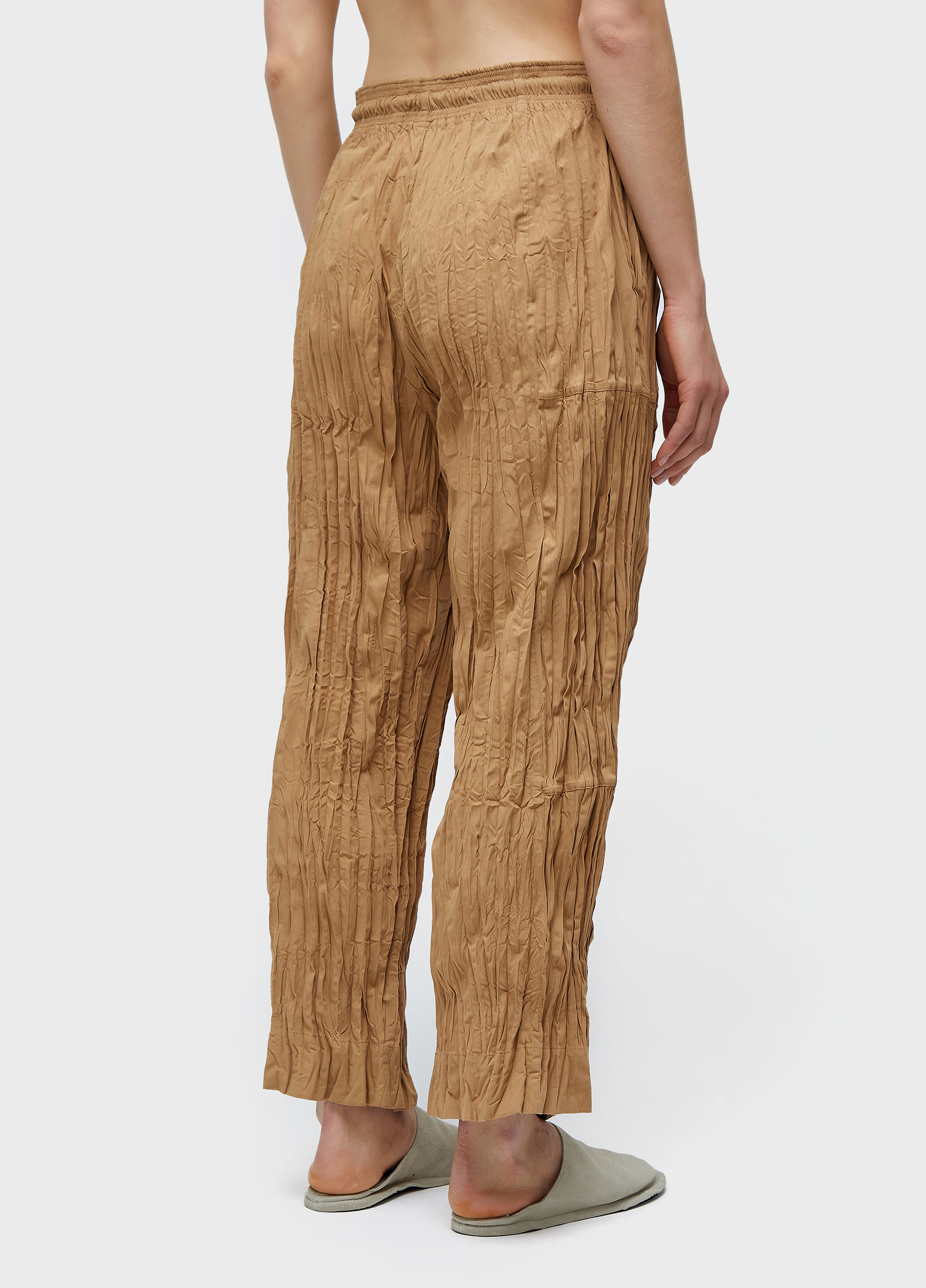 Calça recortes tricoline wrinkled