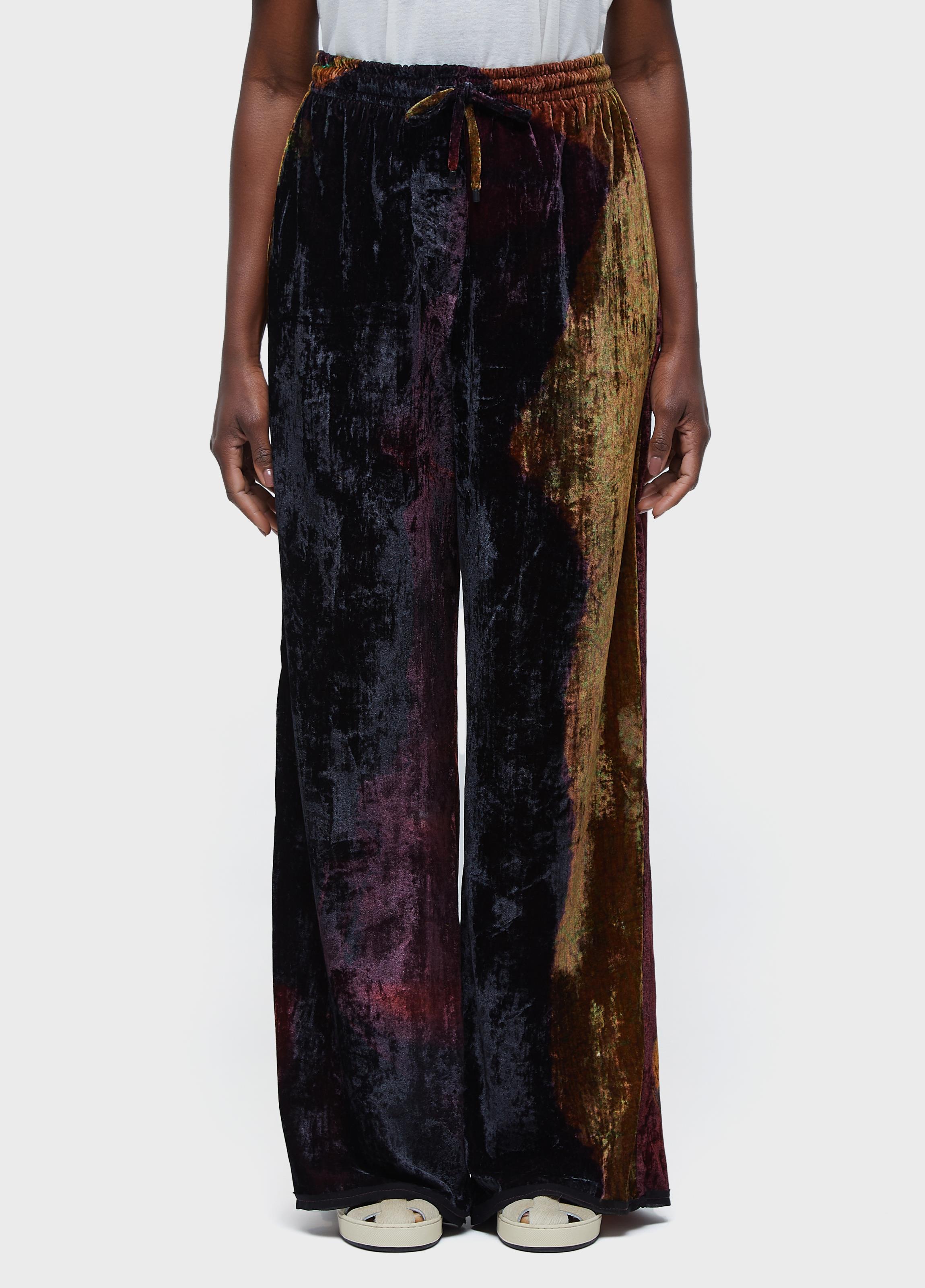 Calça reta velvet glitch rose