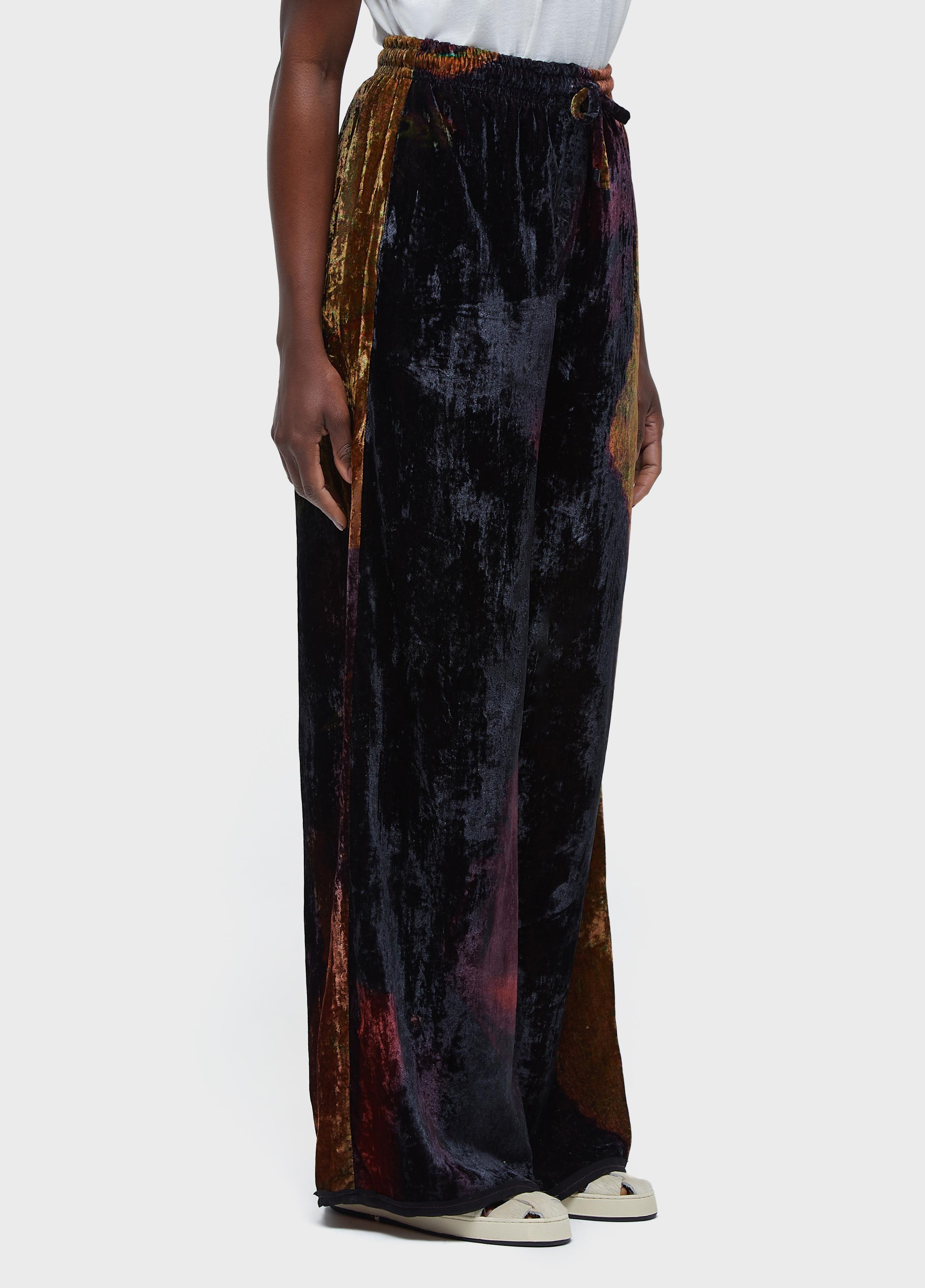 Calça reta velvet glitch rose