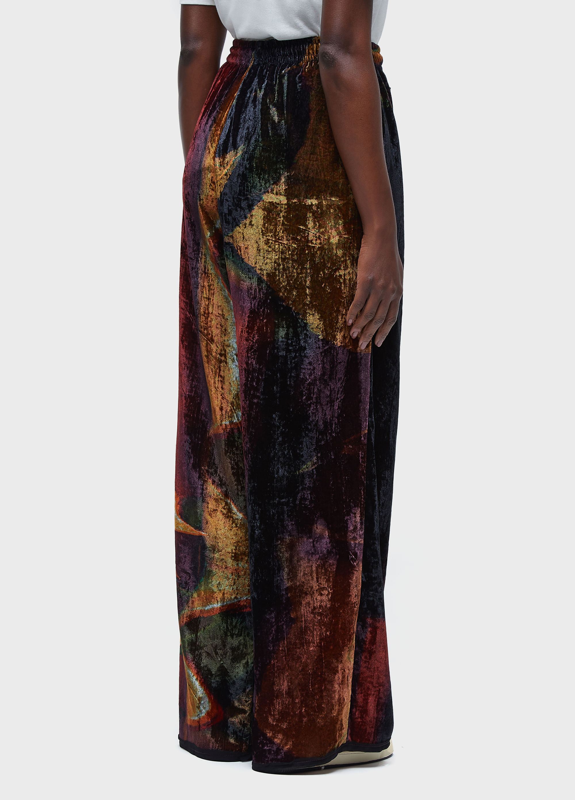 Calça reta velvet glitch rose