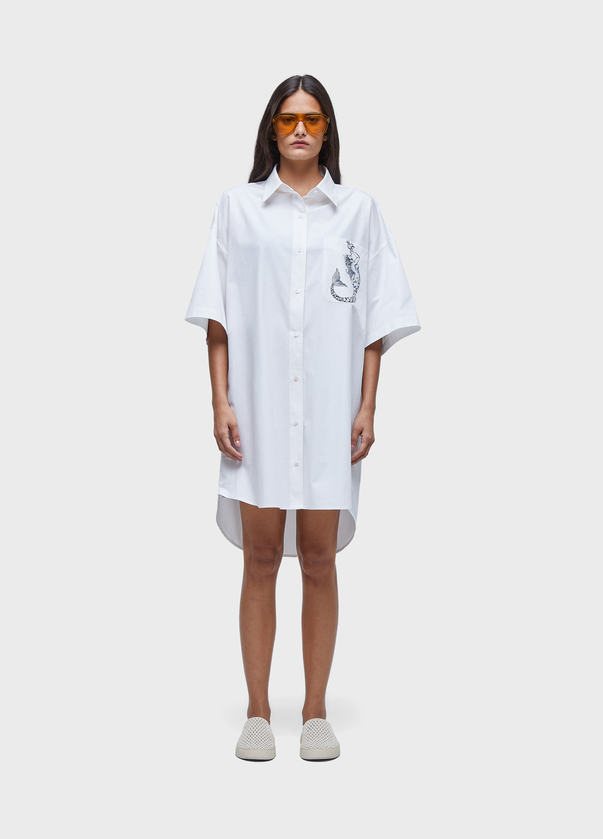 Vestido chemise curto siren off