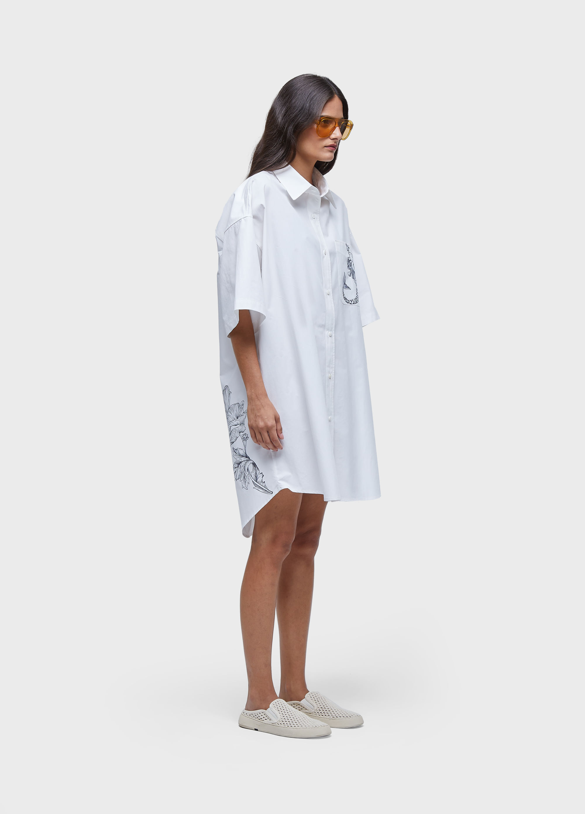 Vestido chemise curto siren off