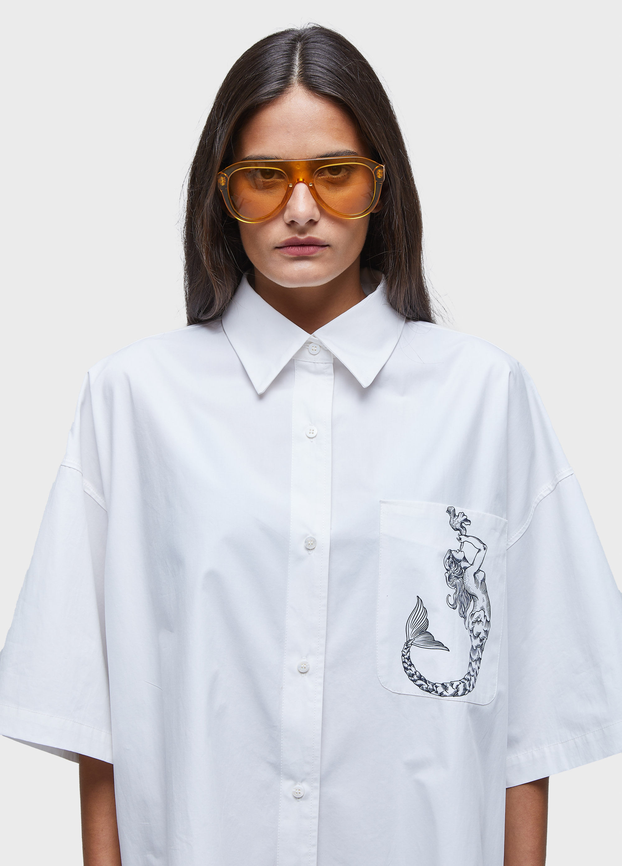 Vestido chemise curto siren off