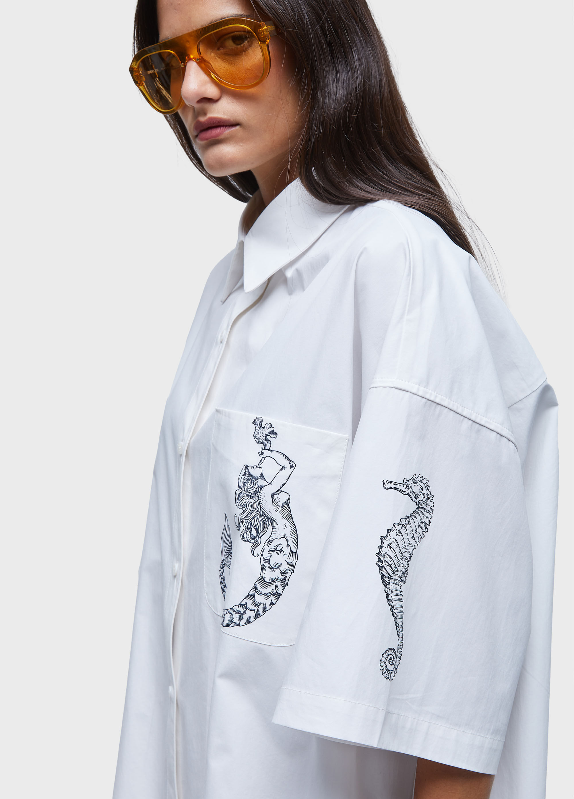 Vestido chemise curto siren off