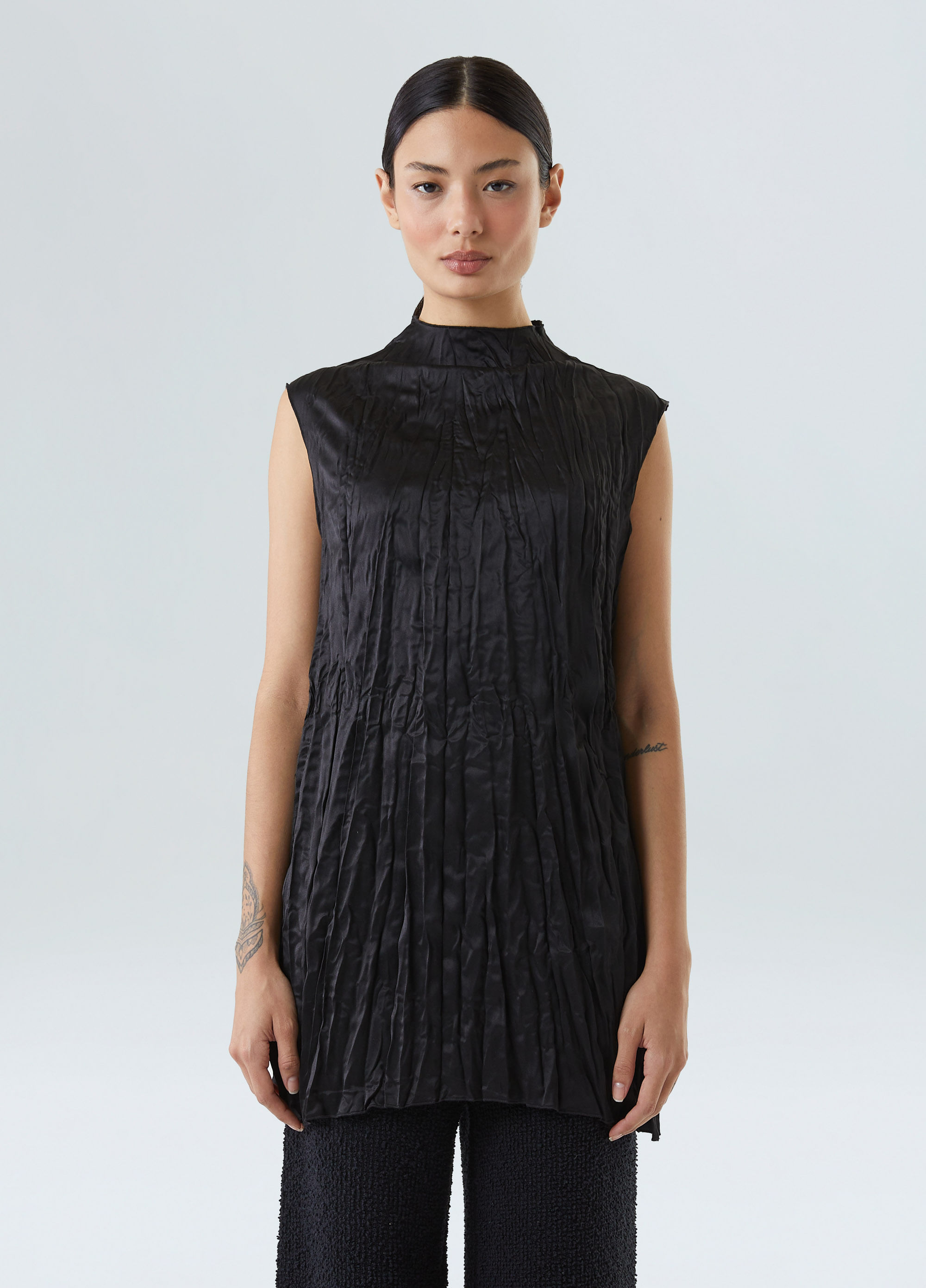 Blusa wrinkled satin