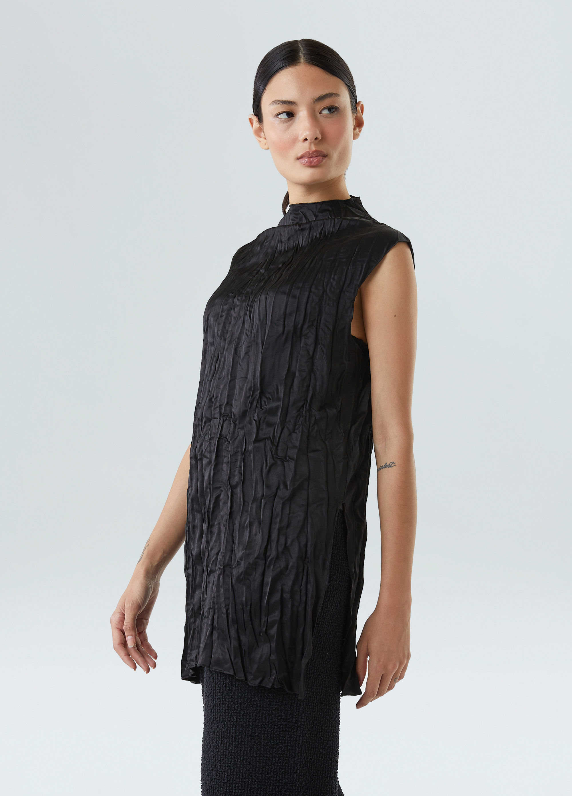 Blusa wrinkled satin